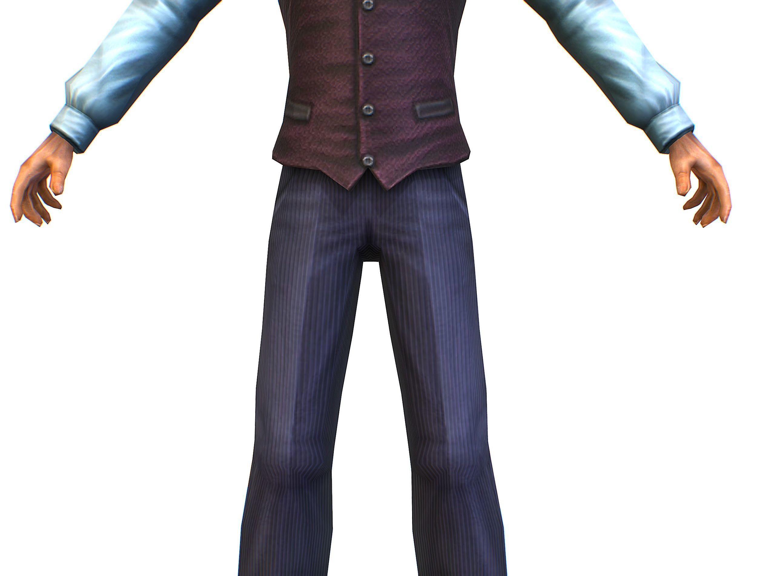 Business young man in vest and pants   Office Classic Man Low-poly 3D model_19