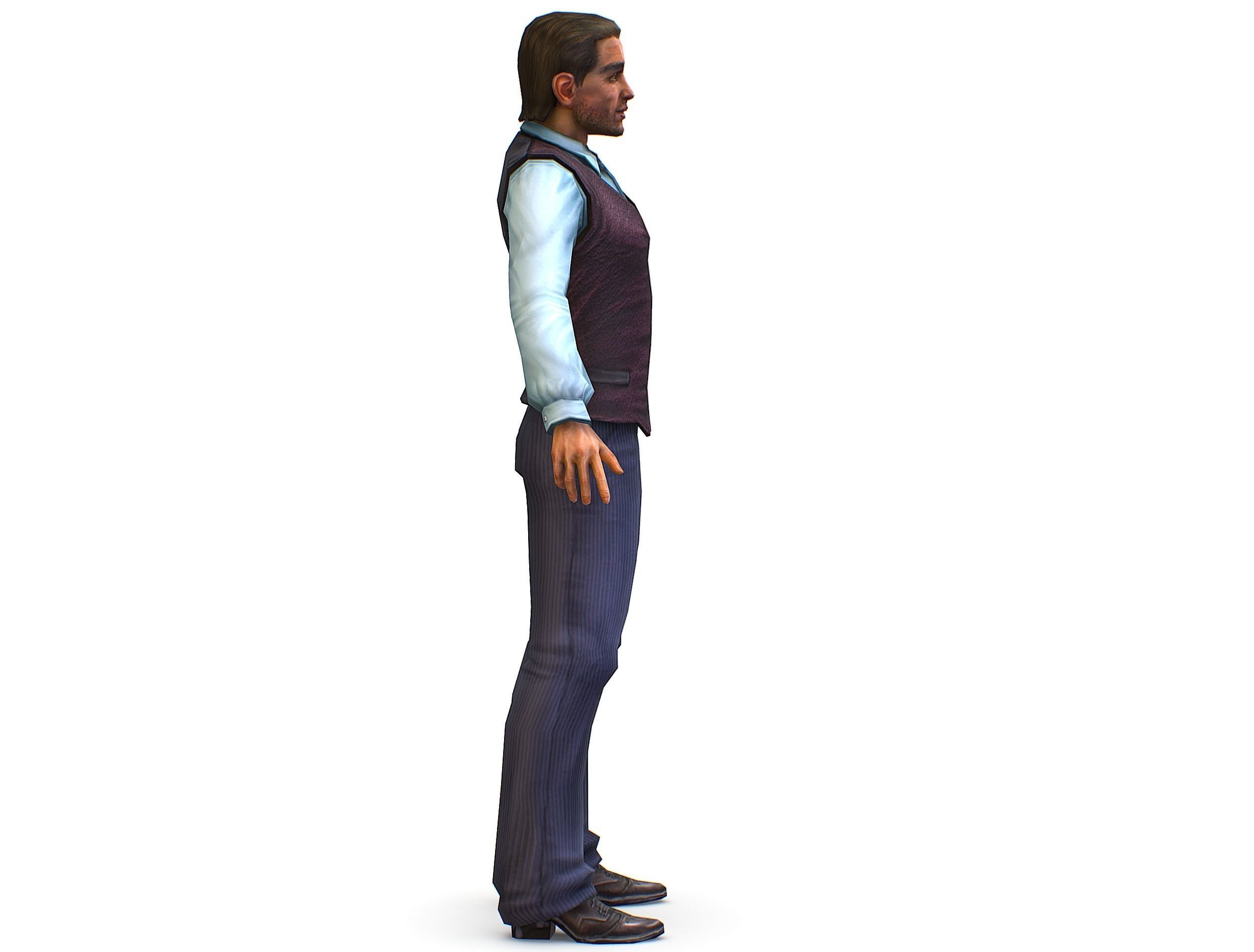 Business young man in vest and pants   Office Classic Man Low-poly 3D model_5