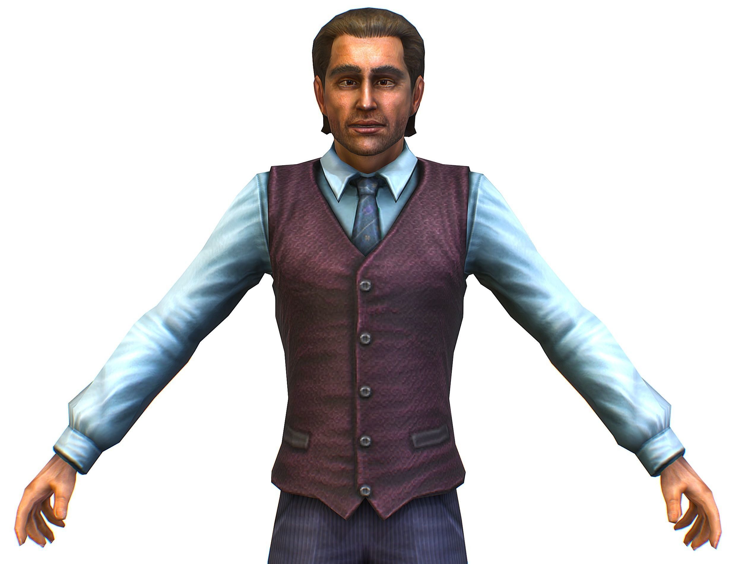 Business young man in vest and pants   Office Classic Man Low-poly 3D model_18