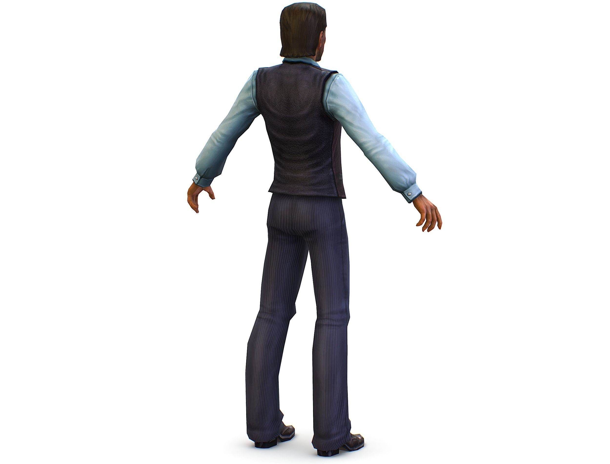 Business young man in vest and pants   Office Classic Man Low-poly 3D model_9