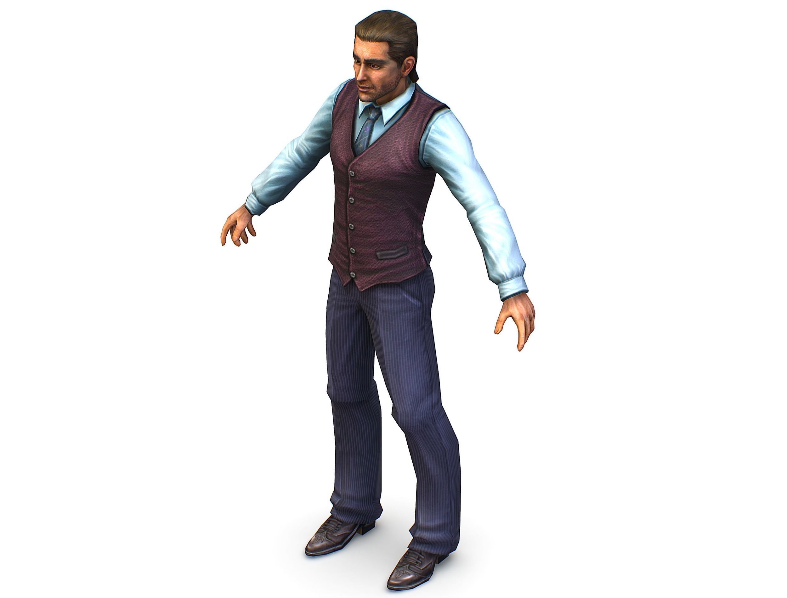 Business young man in vest and pants   Office Classic Man Low-poly 3D model_26