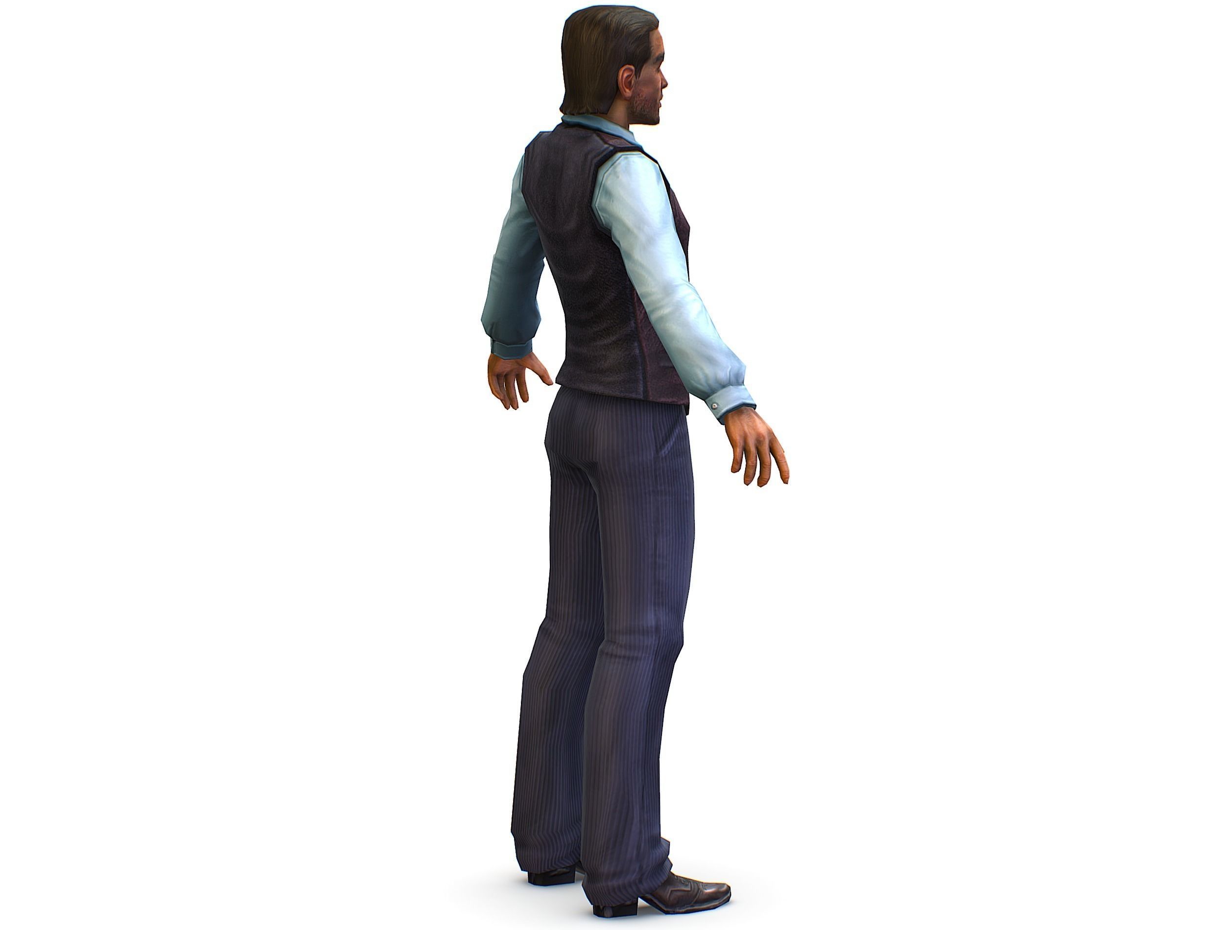 Business young man in vest and pants   Office Classic Man Low-poly 3D model_7