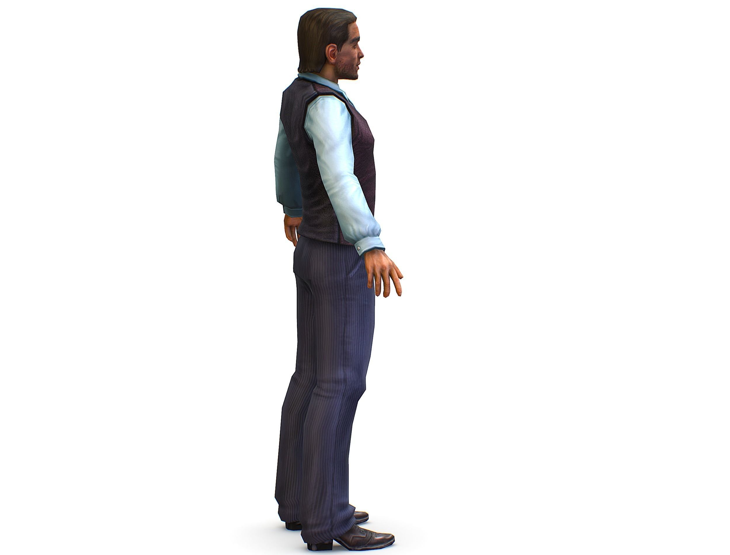 Business young man in vest and pants   Office Classic Man Low-poly 3D model_6