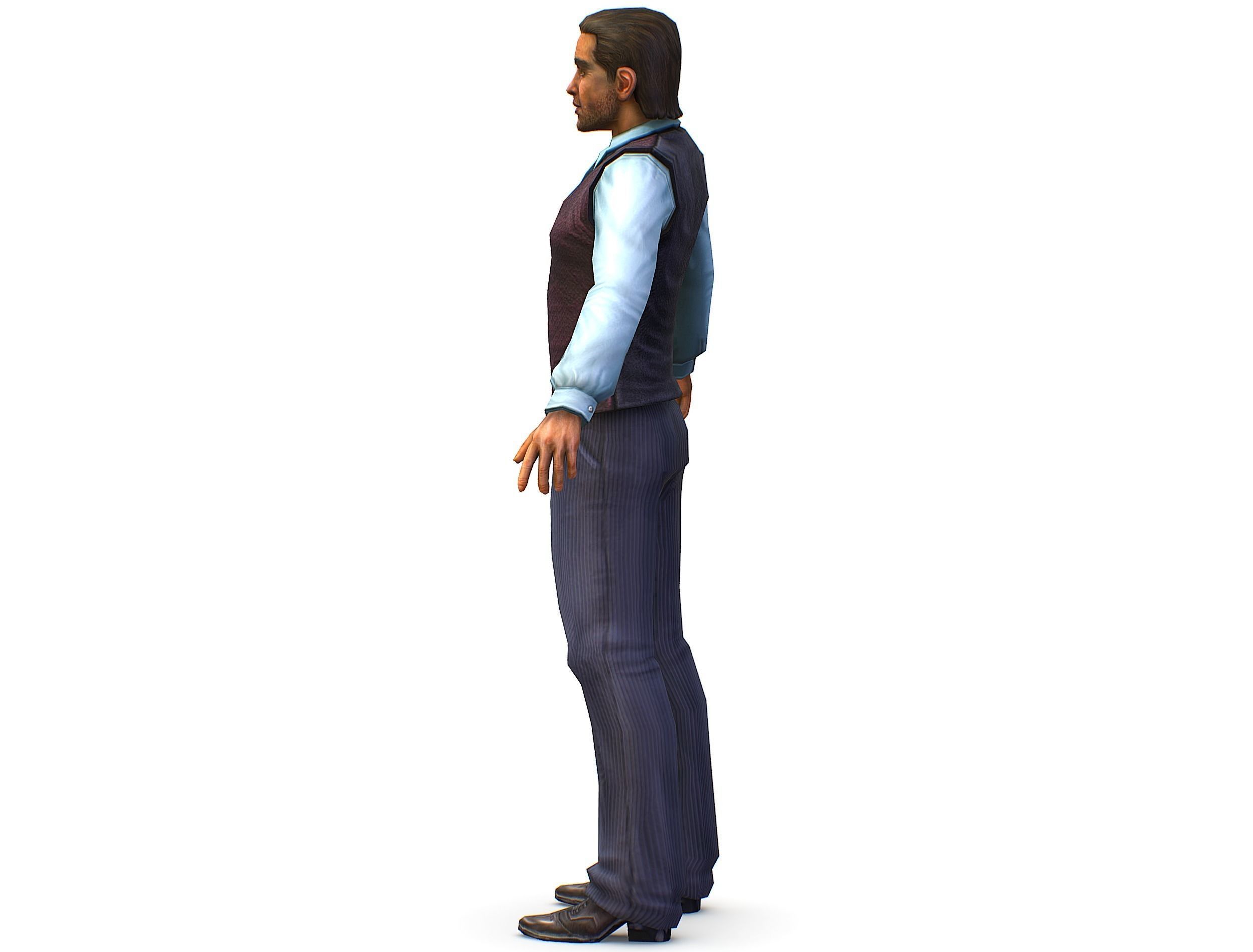 Business young man in vest and pants   Office Classic Man Low-poly 3D model_14