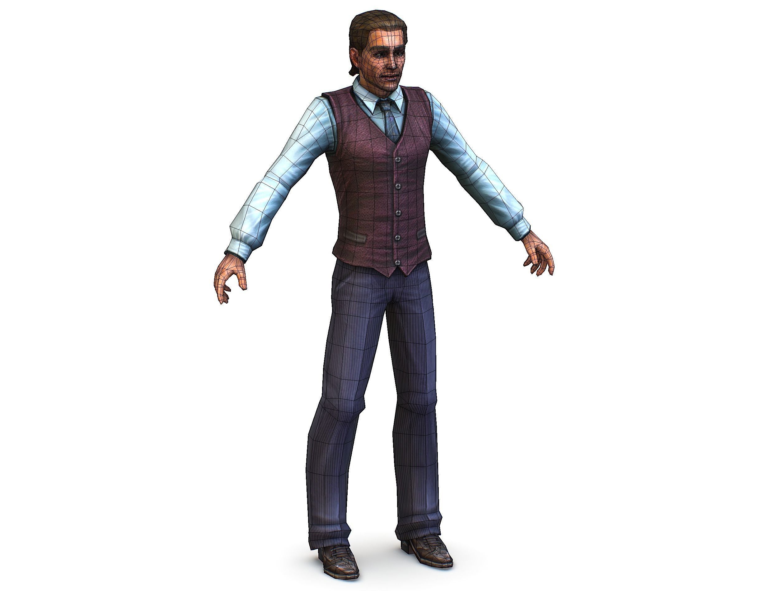 Business young man in vest and pants   Office Classic Man Low-poly 3D model_30