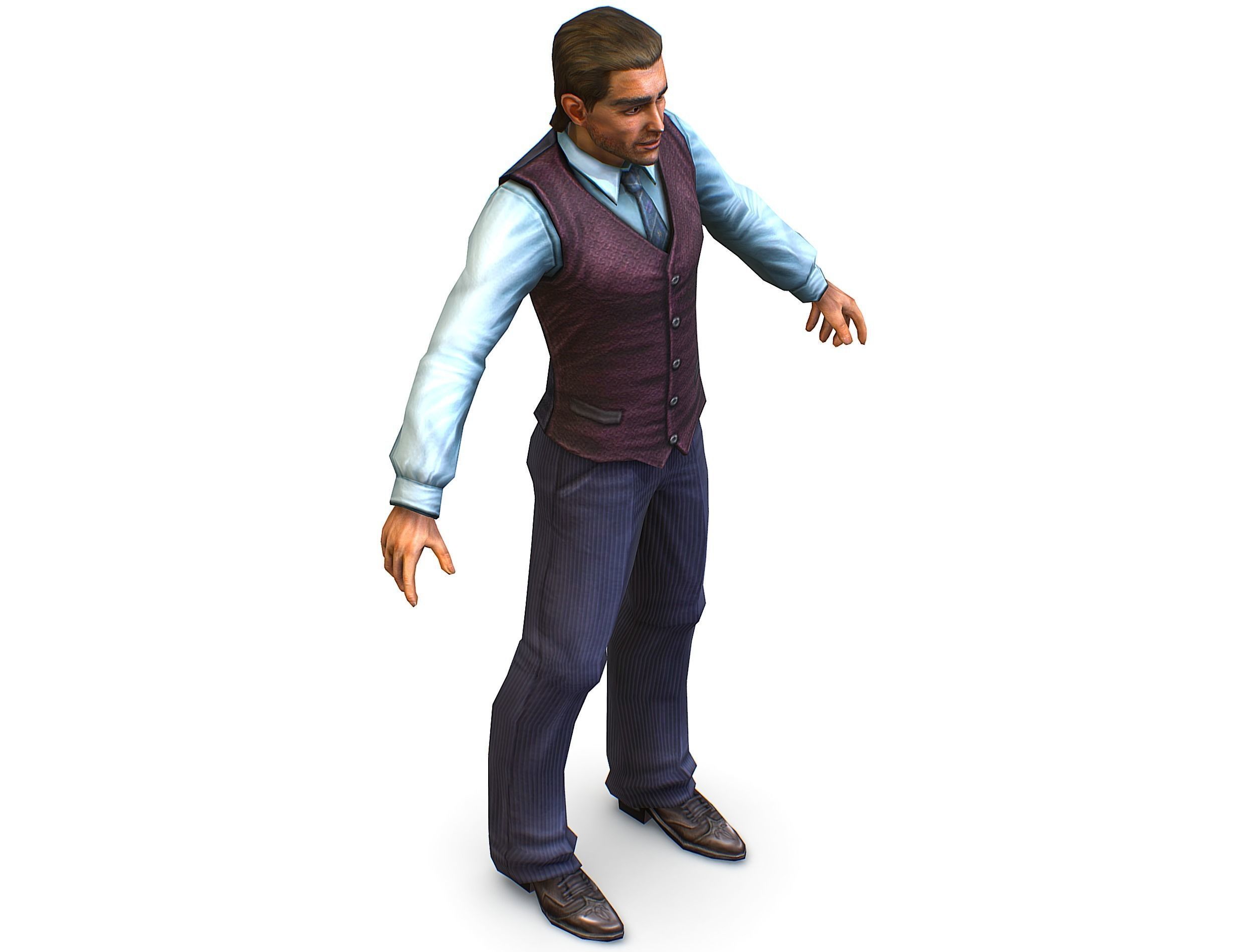 Business young man in vest and pants   Office Classic Man Low-poly 3D model_29