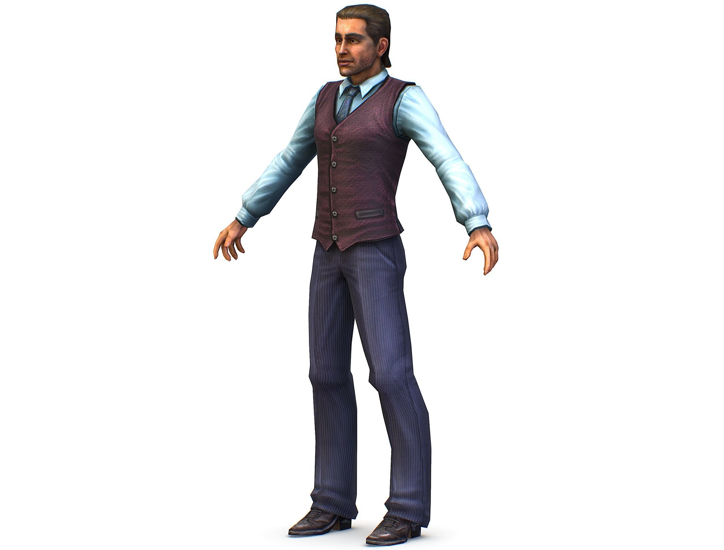 Business young man in vest and pants   Office Classic Man Low-poly 3D model_16