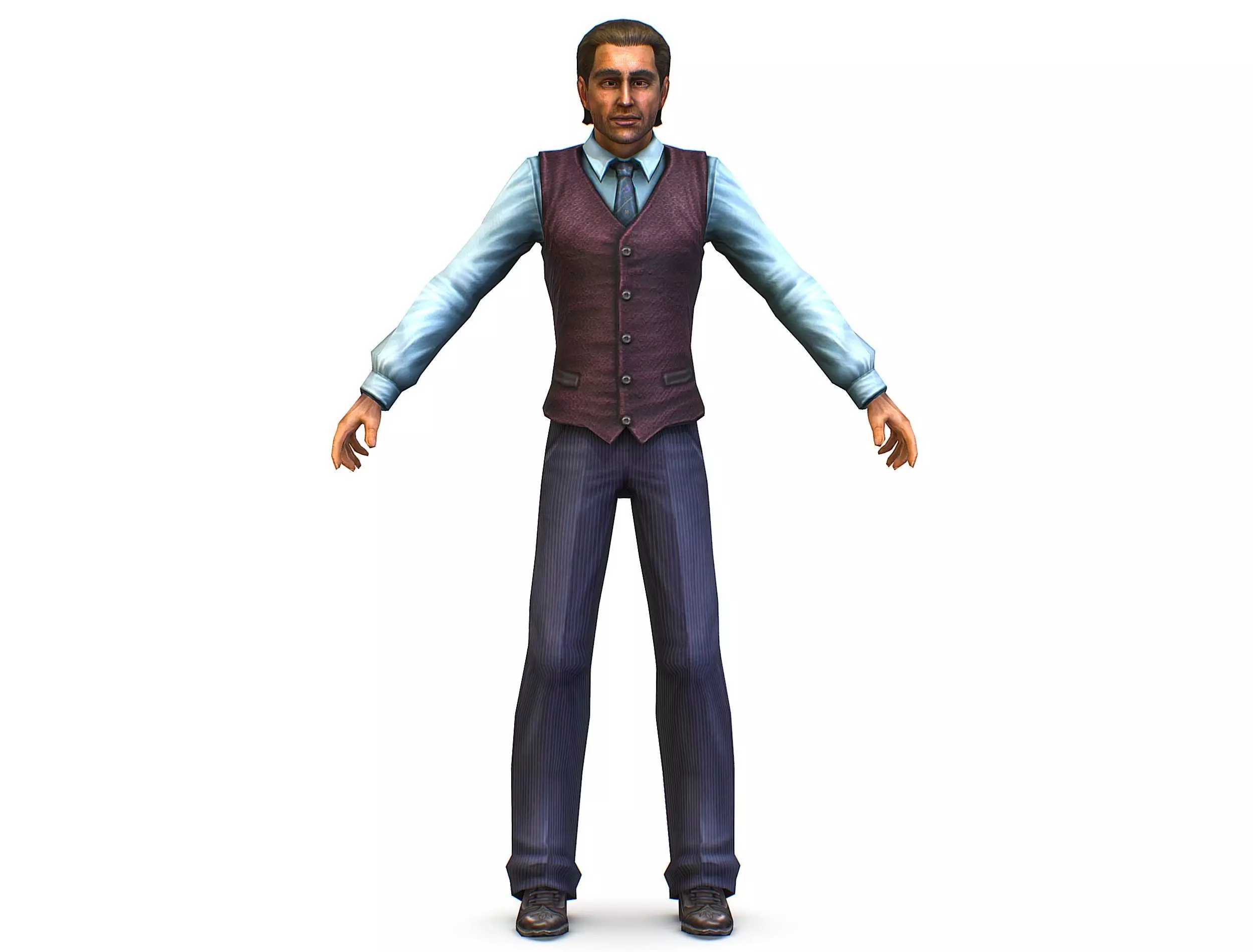 Business young man in vest and pants   Office Classic Man Low-poly 3D model_0
