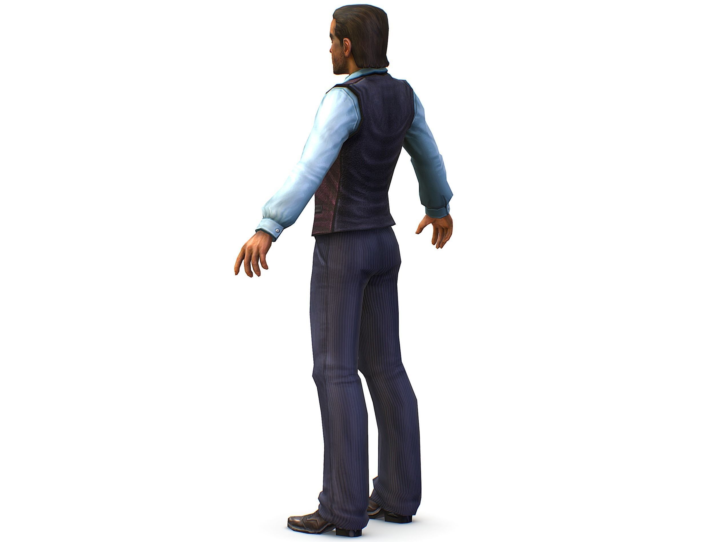 Business young man in vest and pants   Office Classic Man Low-poly 3D model_13