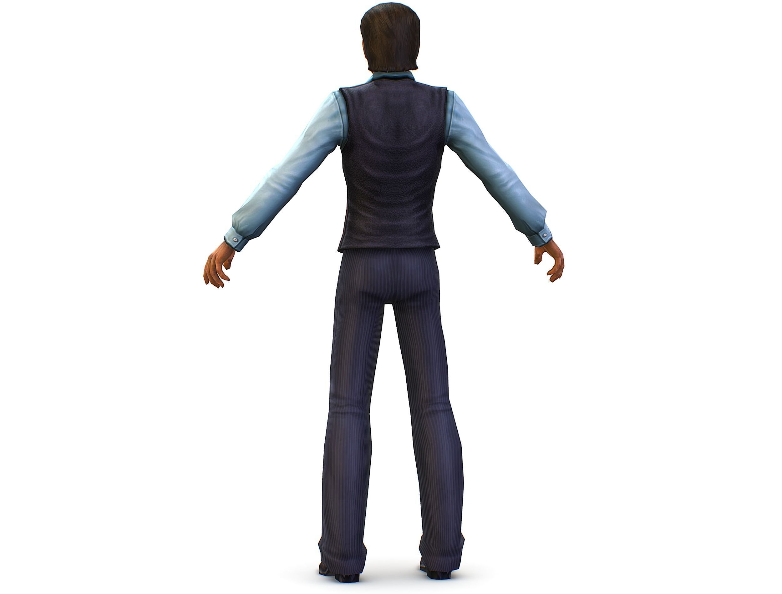 Business young man in vest and pants   Office Classic Man Low-poly 3D model_11