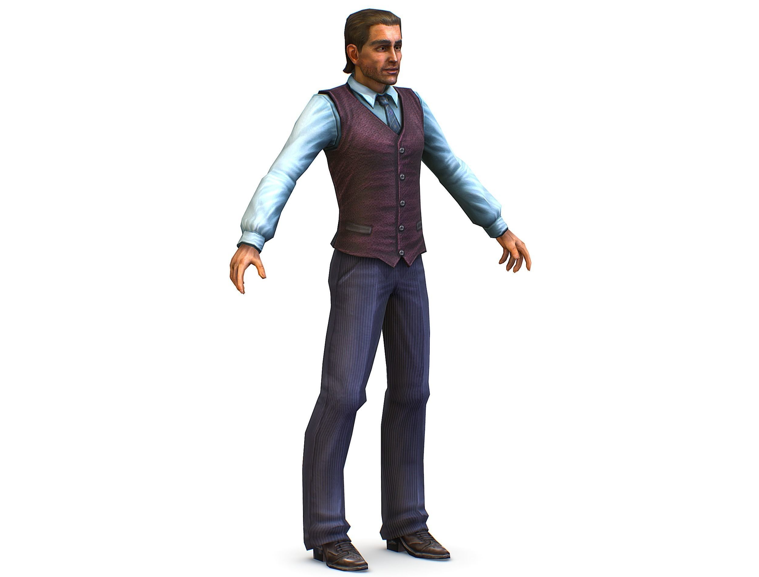 Business young man in vest and pants   Office Classic Man Low-poly 3D model_2