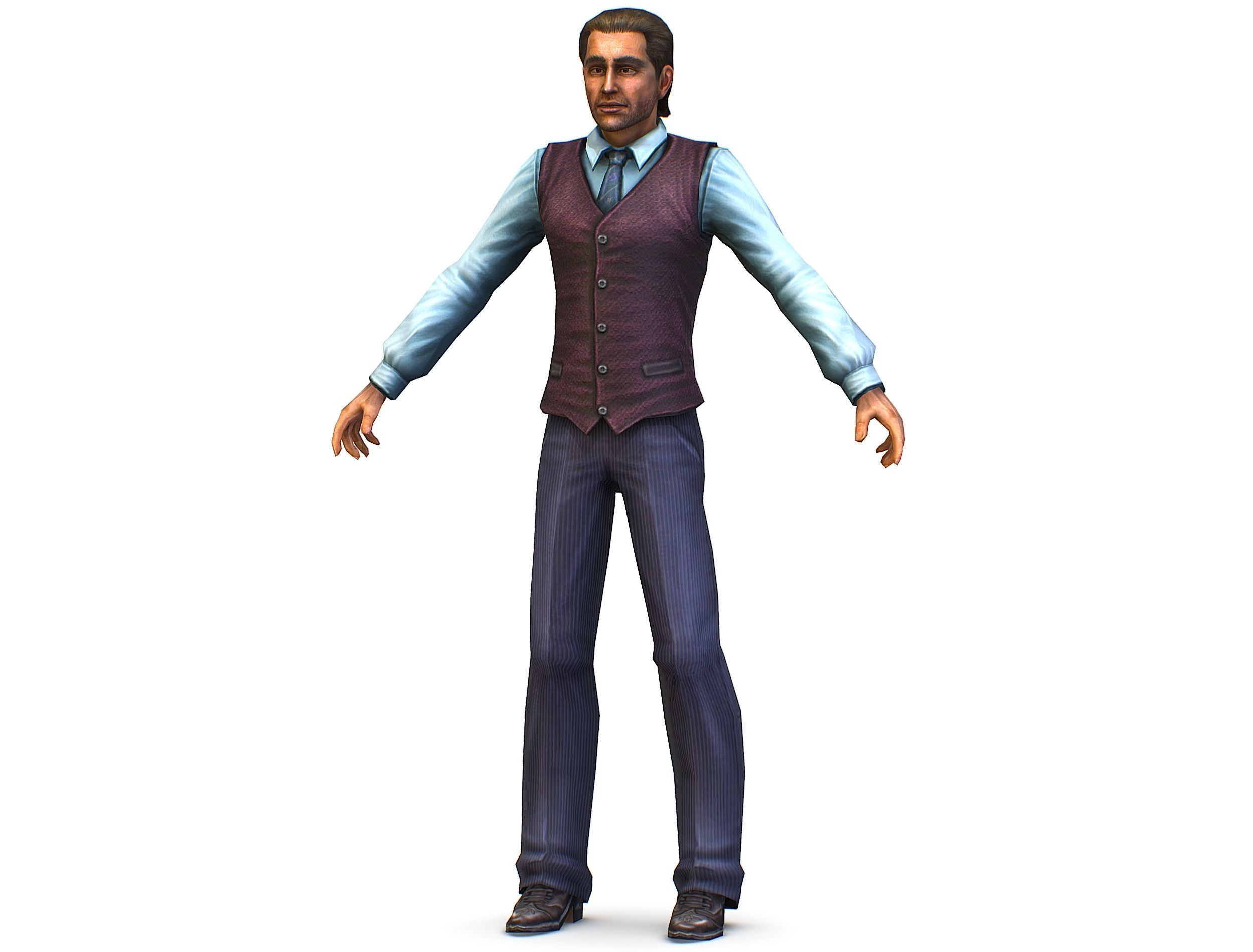 Business young man in vest and pants   Office Classic Man Low-poly 3D model_17