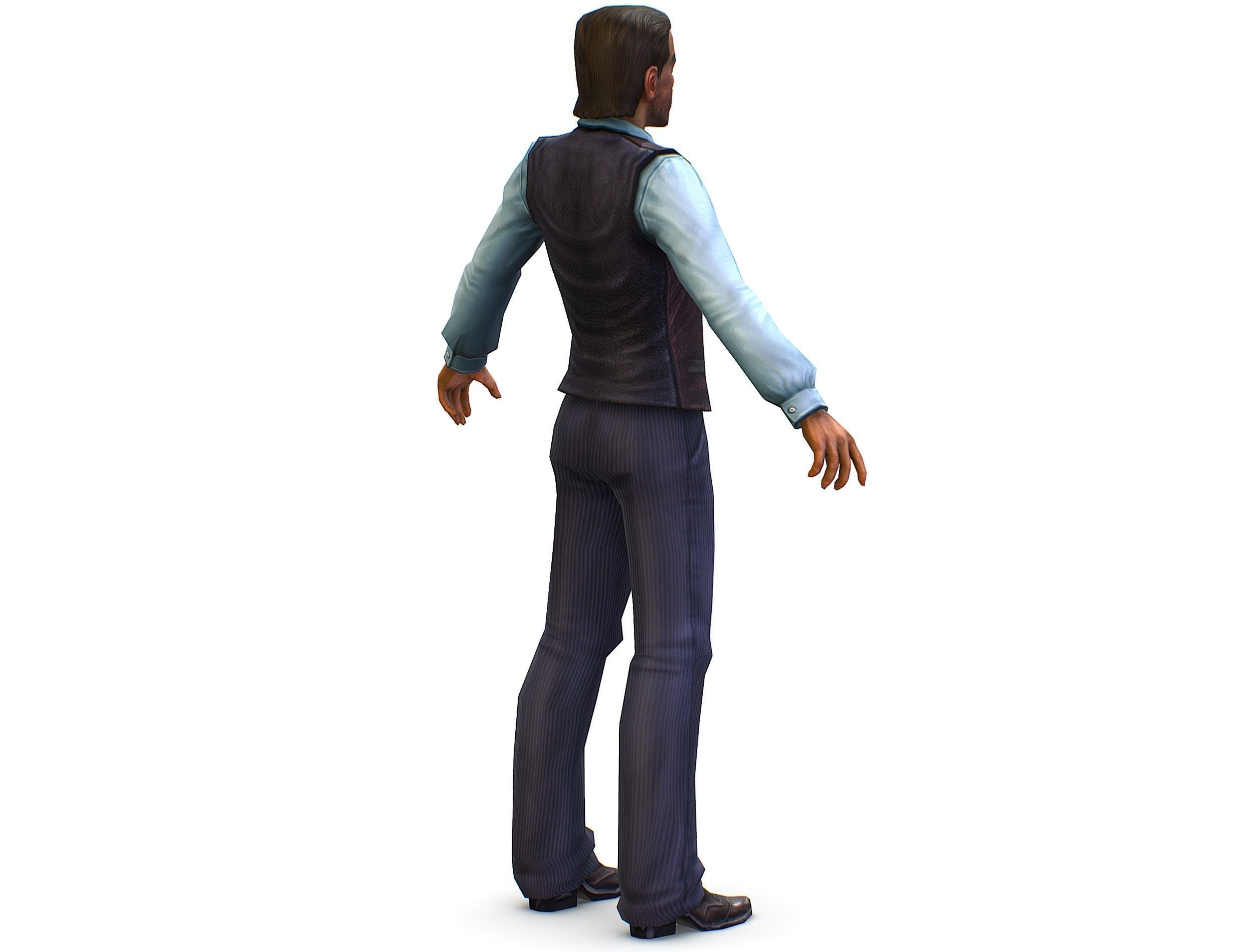 Business young man in vest and pants   Office Classic Man Low-poly 3D model_8