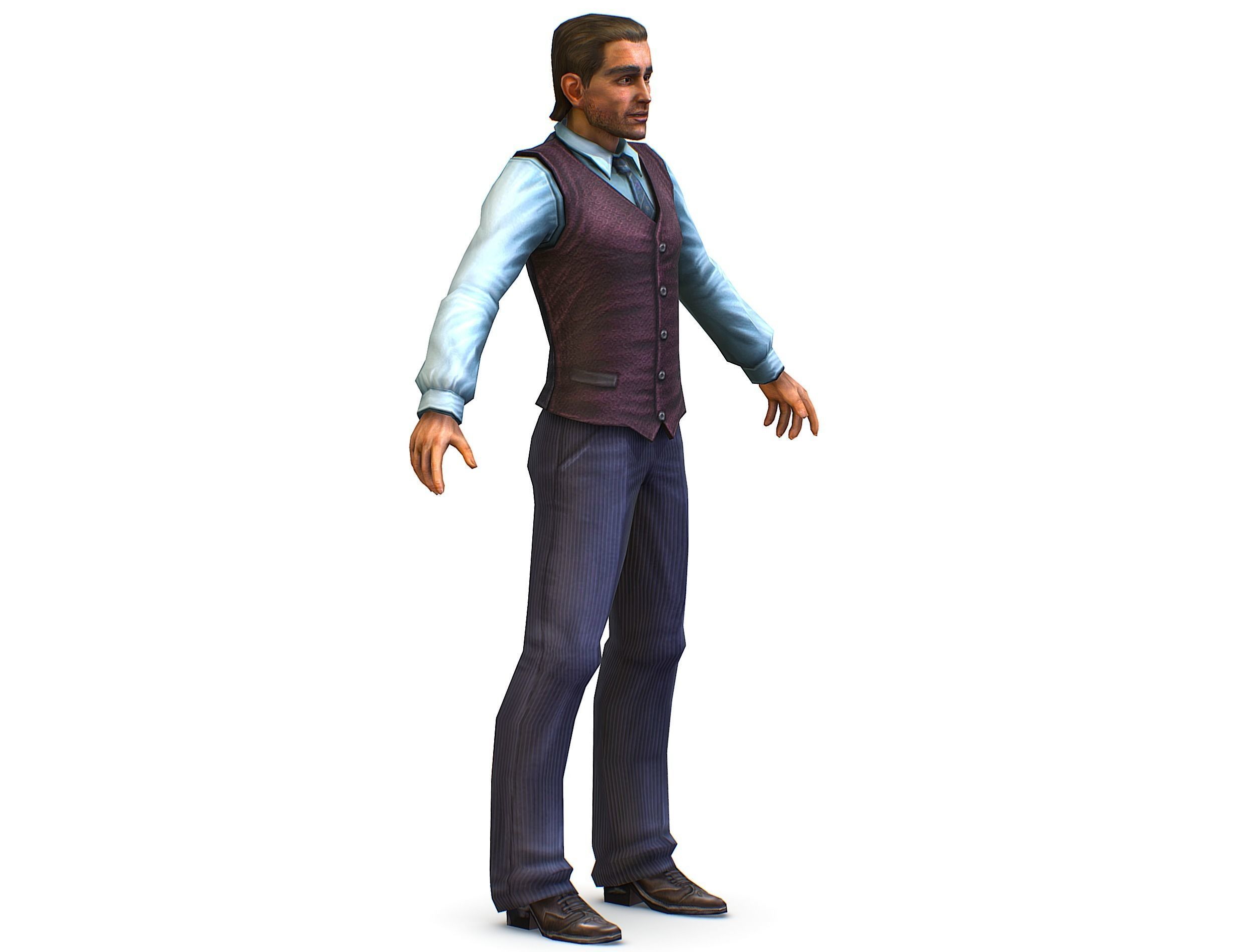 Business young man in vest and pants   Office Classic Man Low-poly 3D model_3