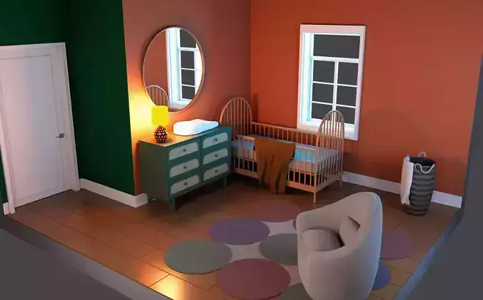 Isometric Kids Bedroom