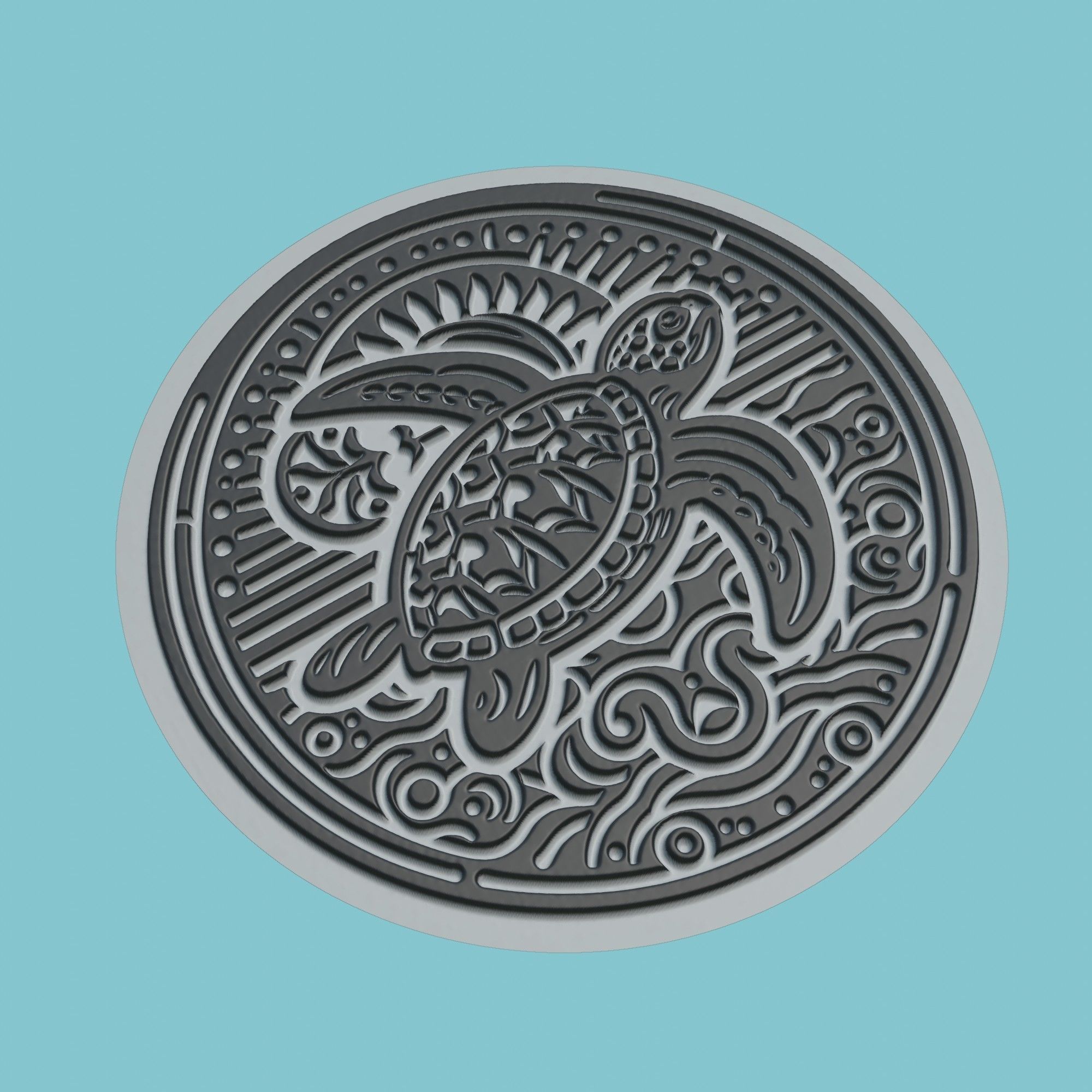 Sea turtle Animal Medallion Sea turtle Print Model 3D print model_1