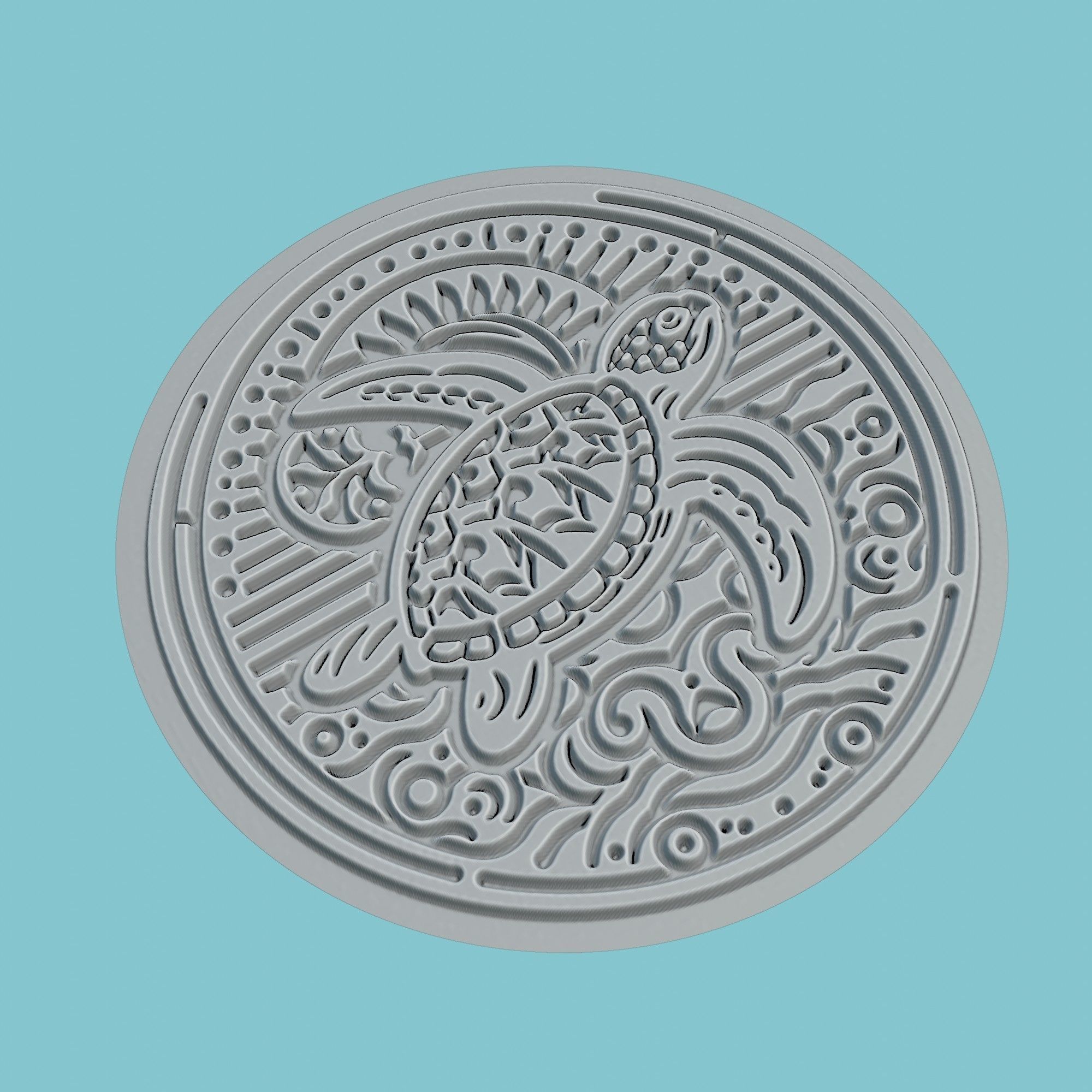 Sea turtle Animal Medallion Sea turtle Print Model 3D print model_3