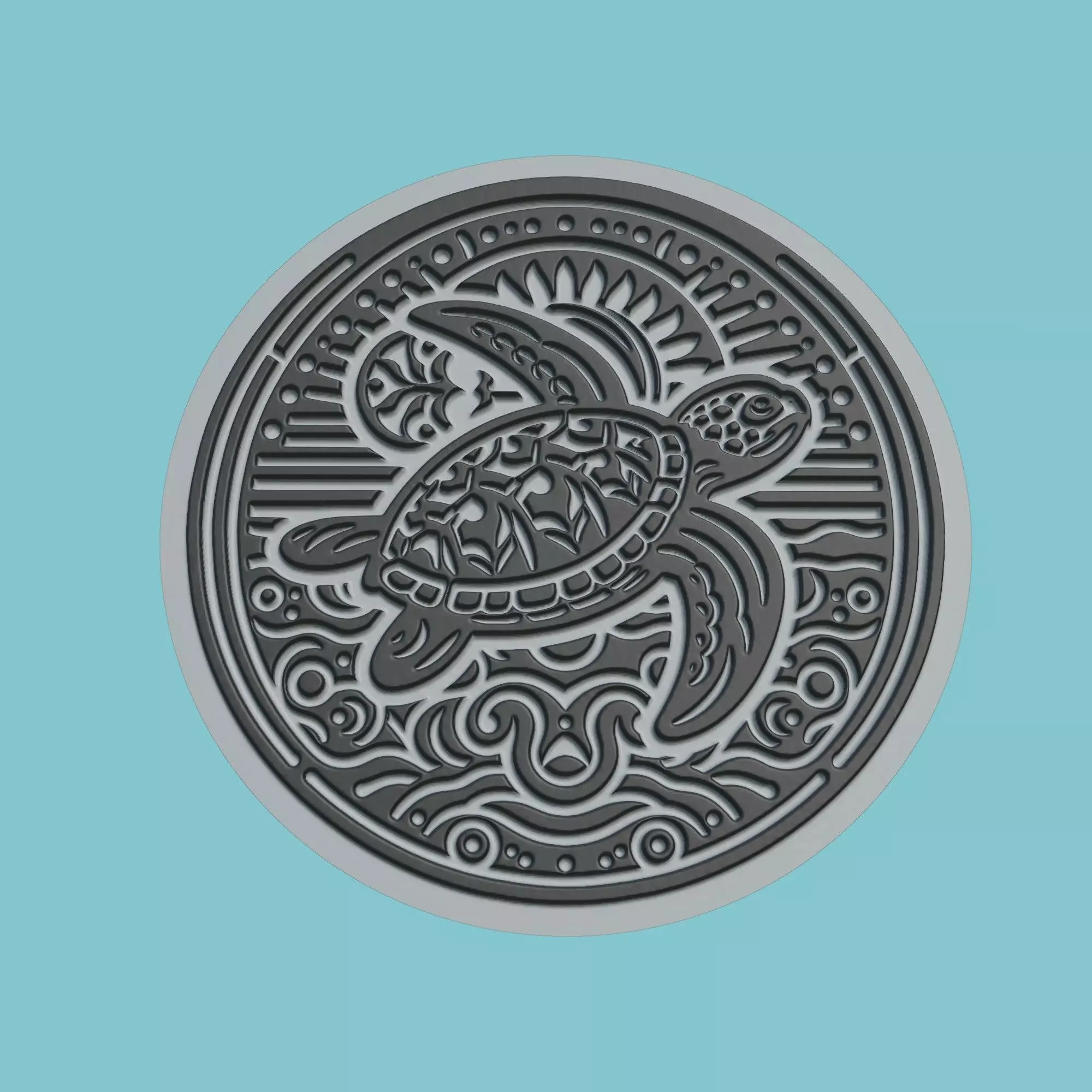 Sea turtle Animal Medallion Sea turtle Print Model 3D print model_0