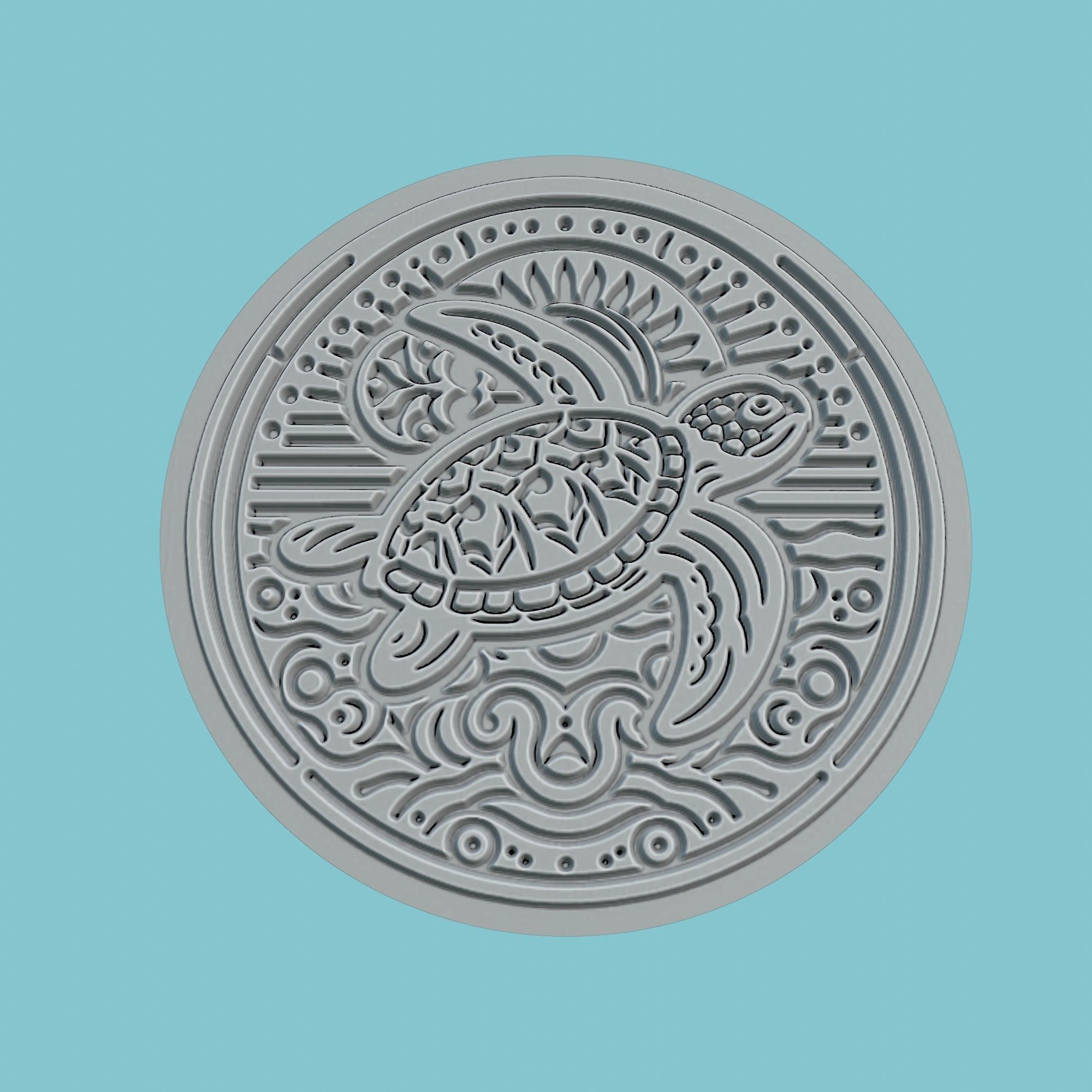 Sea turtle Animal Medallion Sea turtle Print Model 3D print model_2