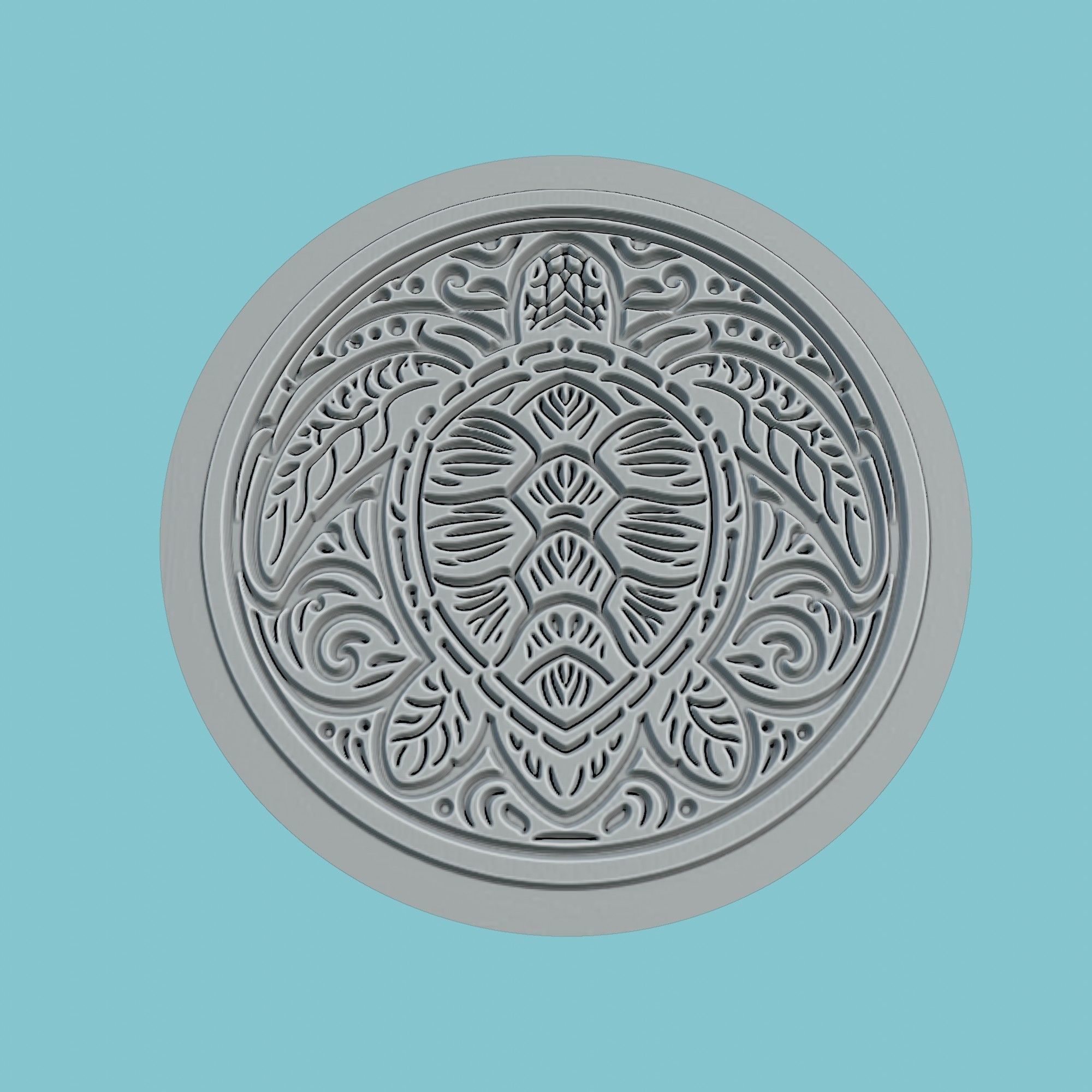 Sea turtle Animal Medallion Sea turtle Print Model 3D print model_2