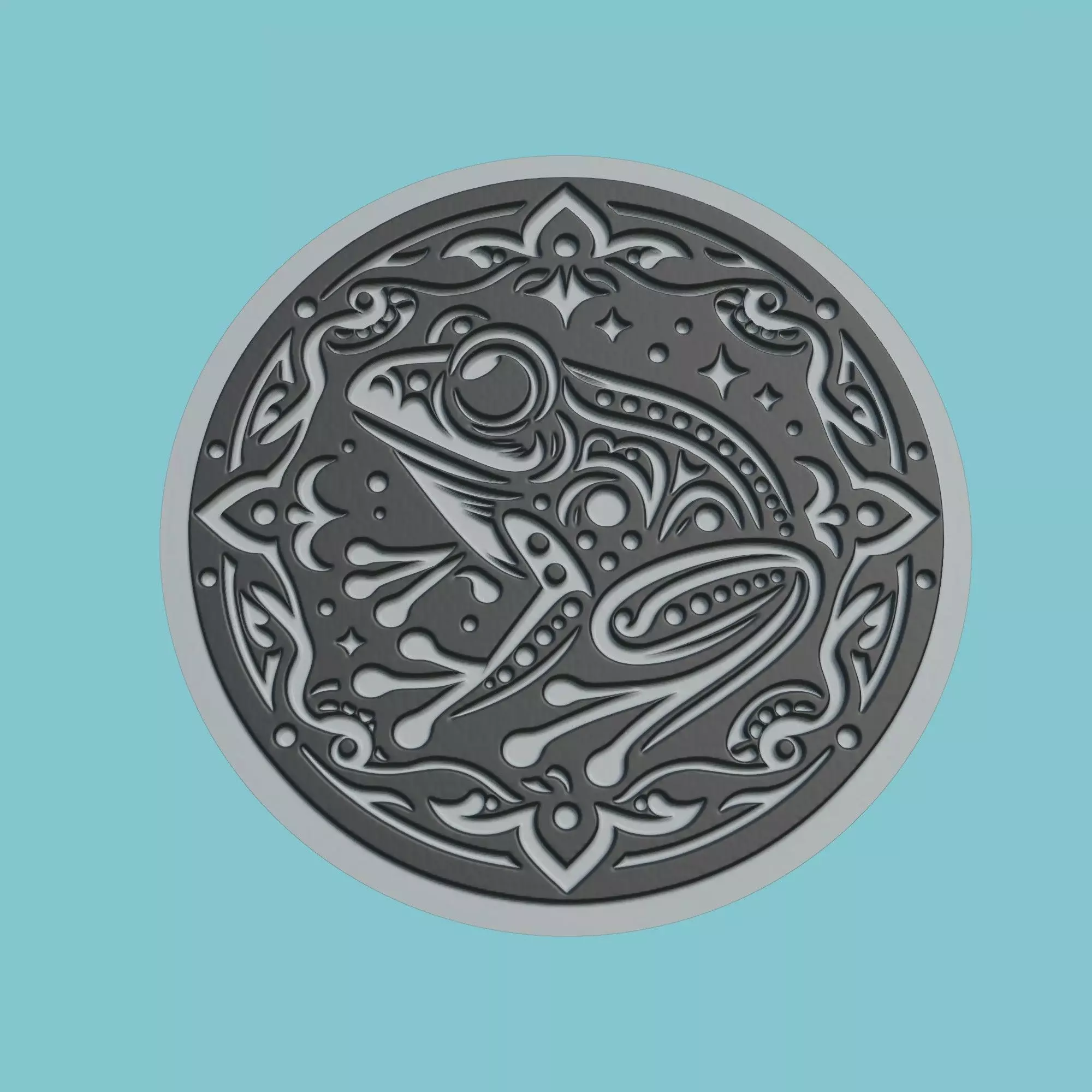 Frog Animal Medallion Frog Print Model 3D print model_0