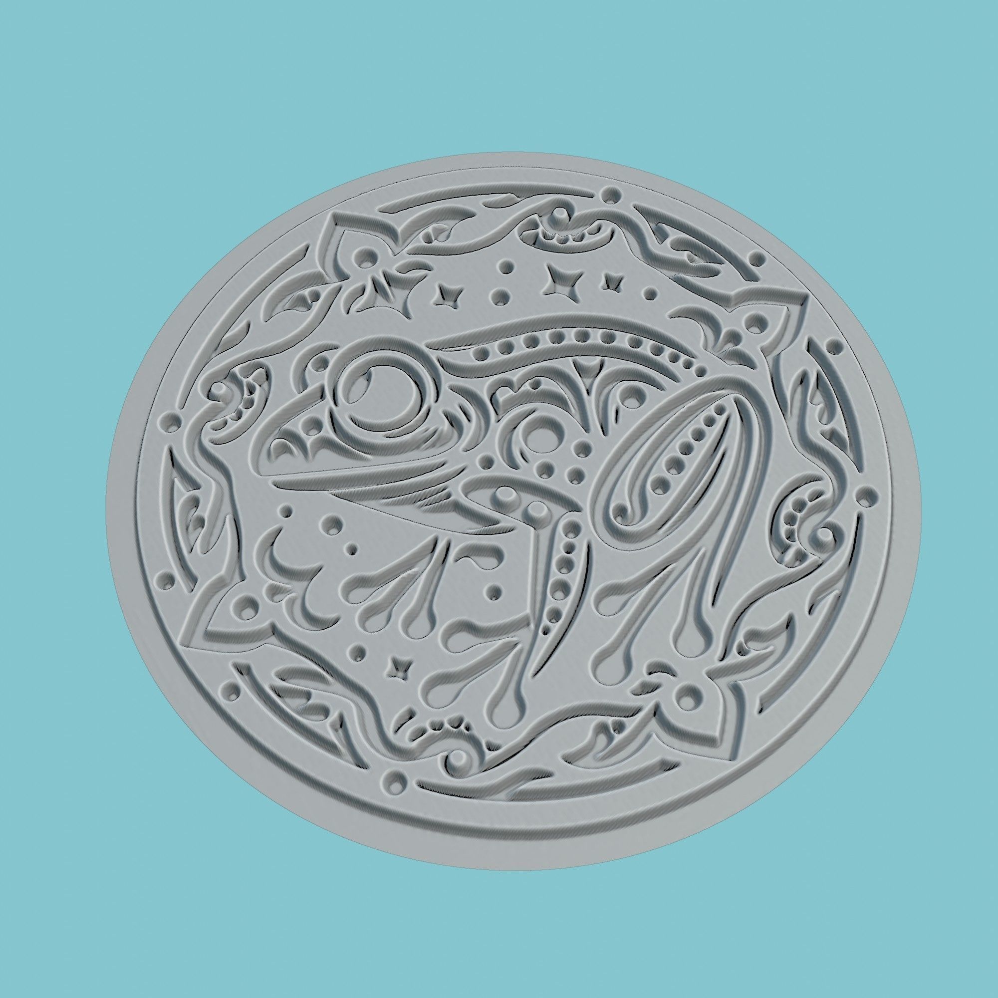 Frog Animal Medallion Frog Print Model 3D print model_3