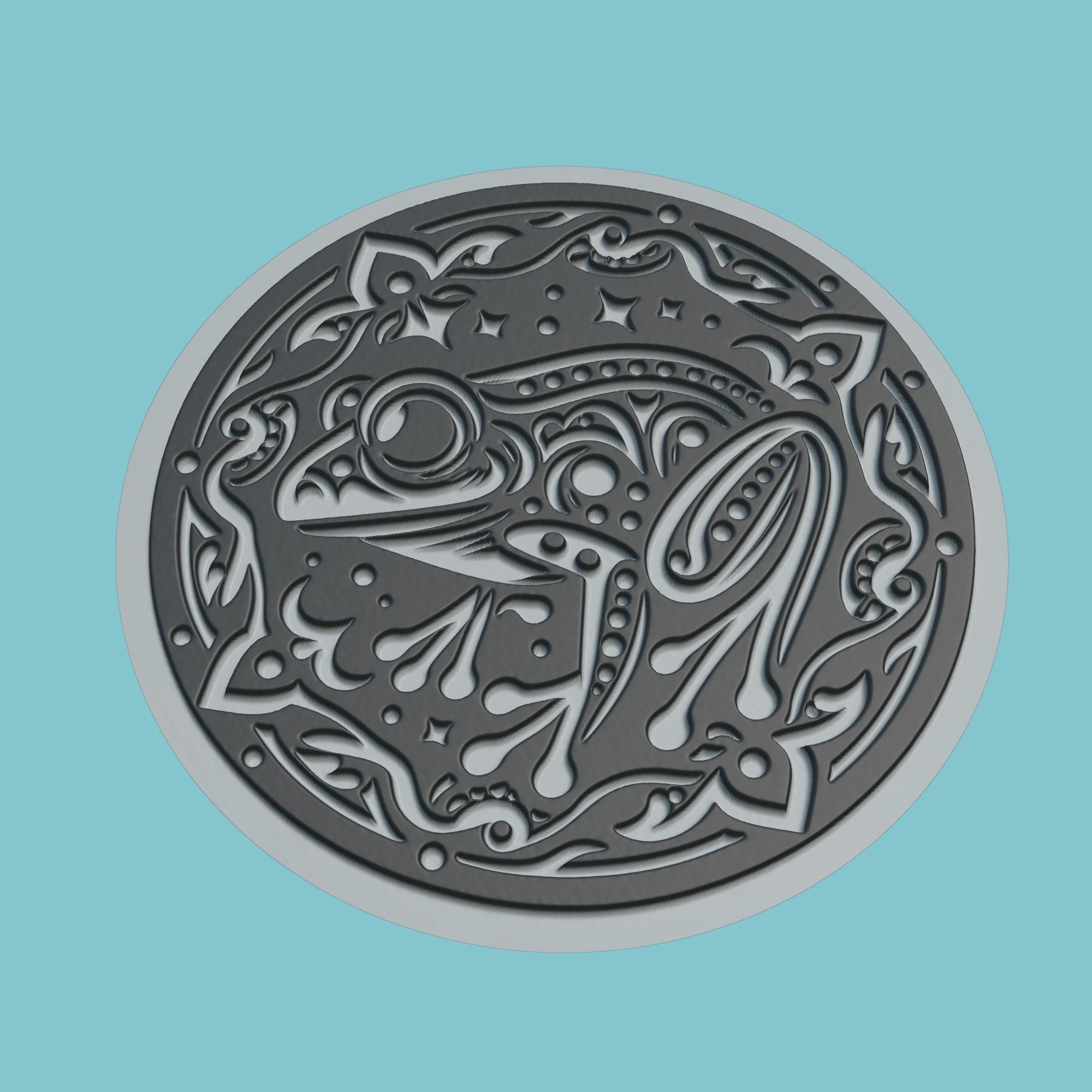 Frog Animal Medallion Frog Print Model 3D print model_1