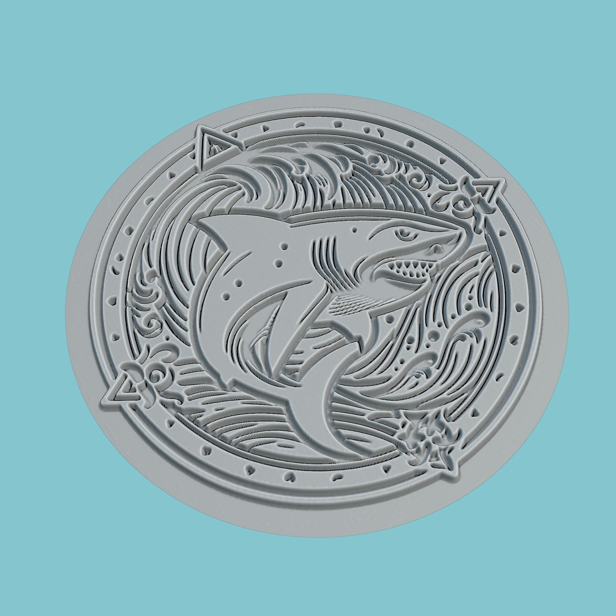 Shark Animal Medallion Shark Print Model 3D print model_3