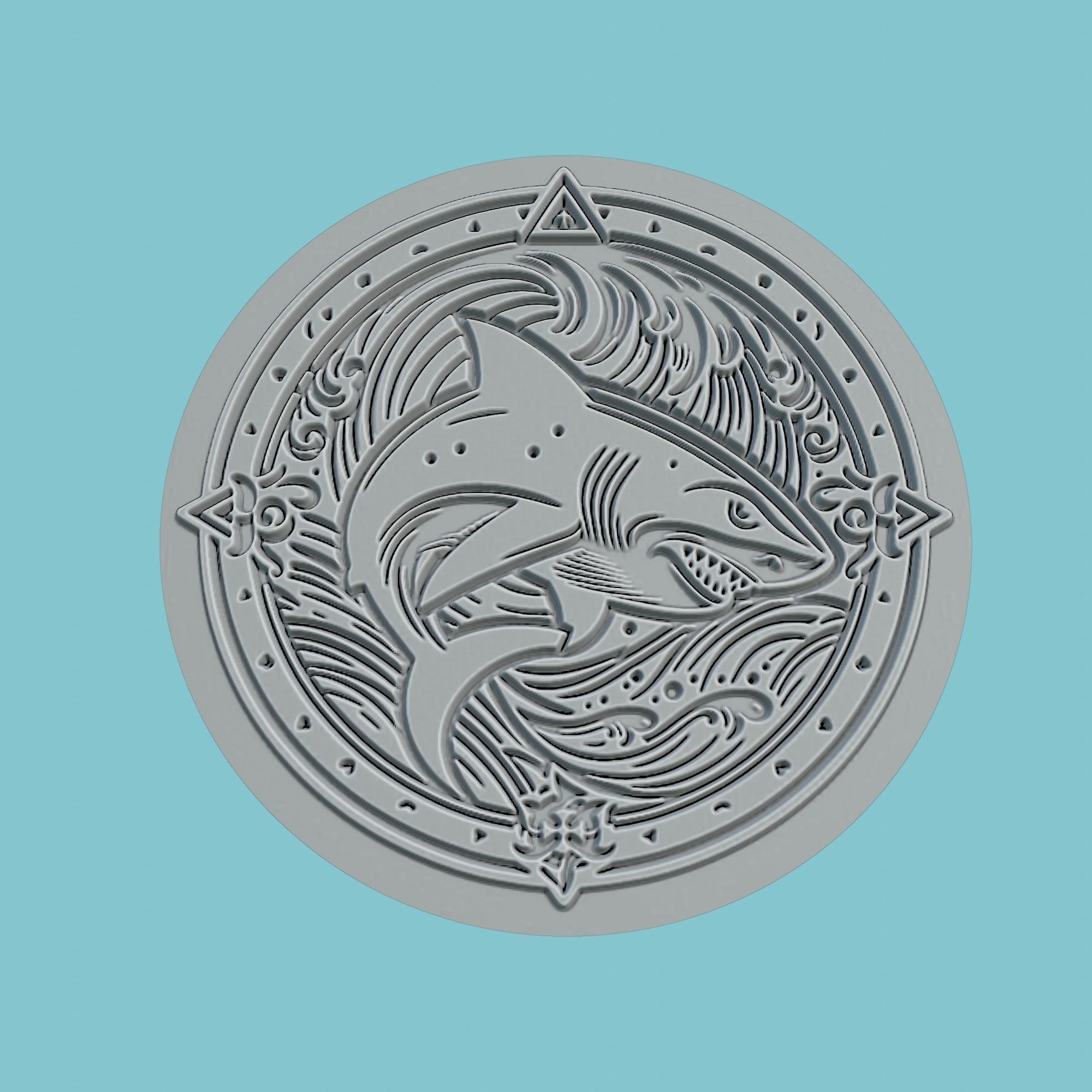 Shark Animal Medallion Shark Print Model 3D print model_2
