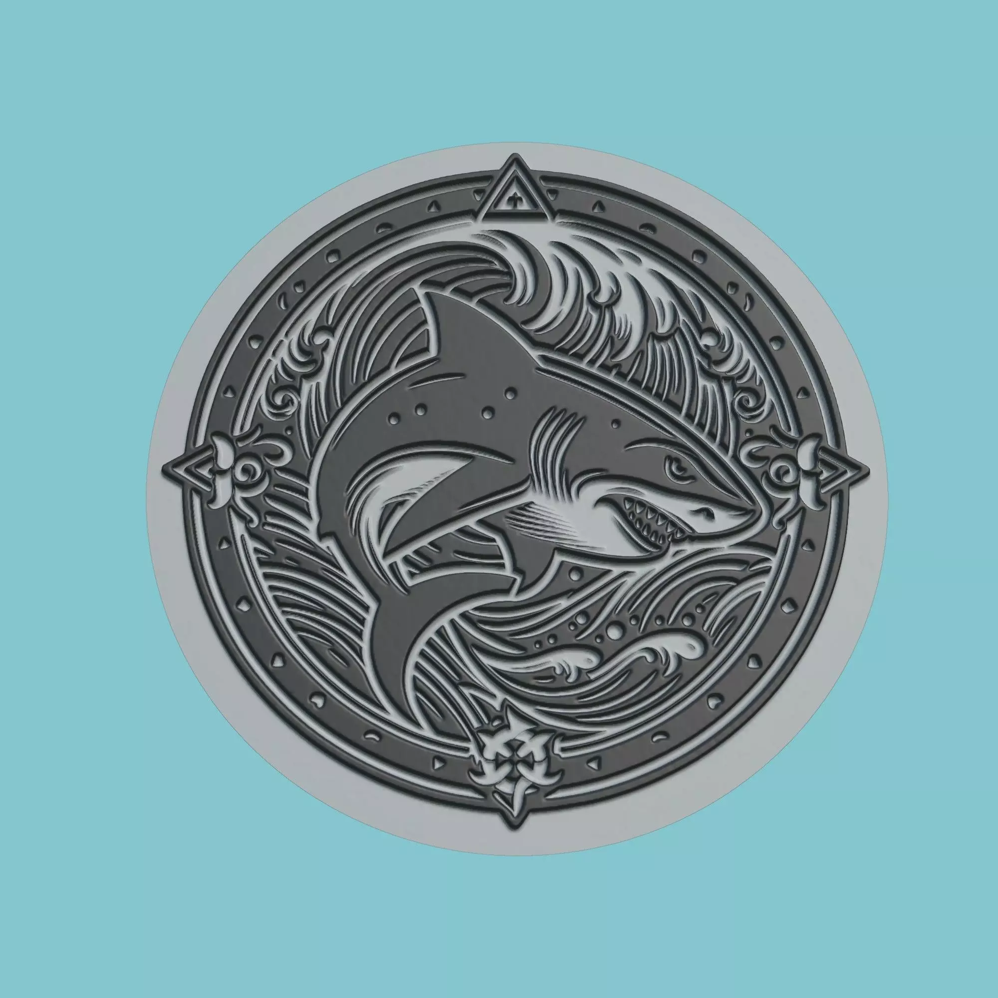 Shark Animal Medallion Shark Print Model 3D print model_0