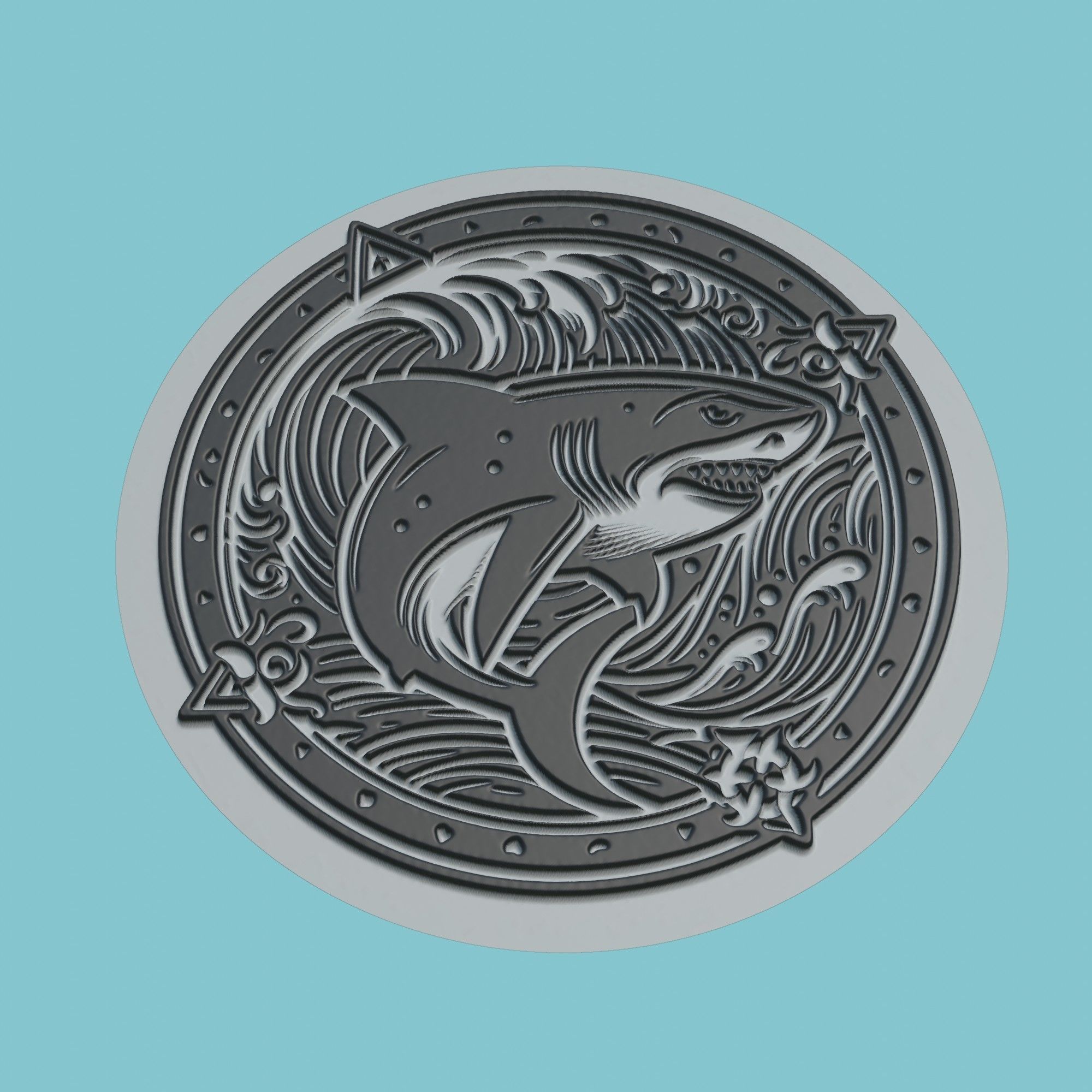 Shark Animal Medallion Shark Print Model 3D print model_1