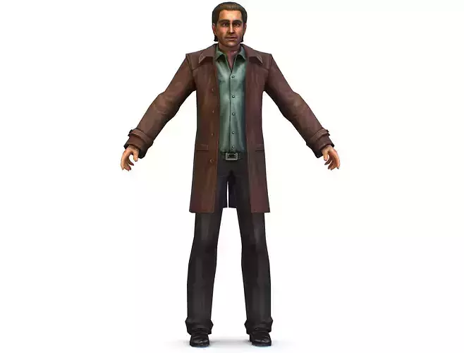 Business young man in brown coat and pants Office Classic Man Low-poly 3D model