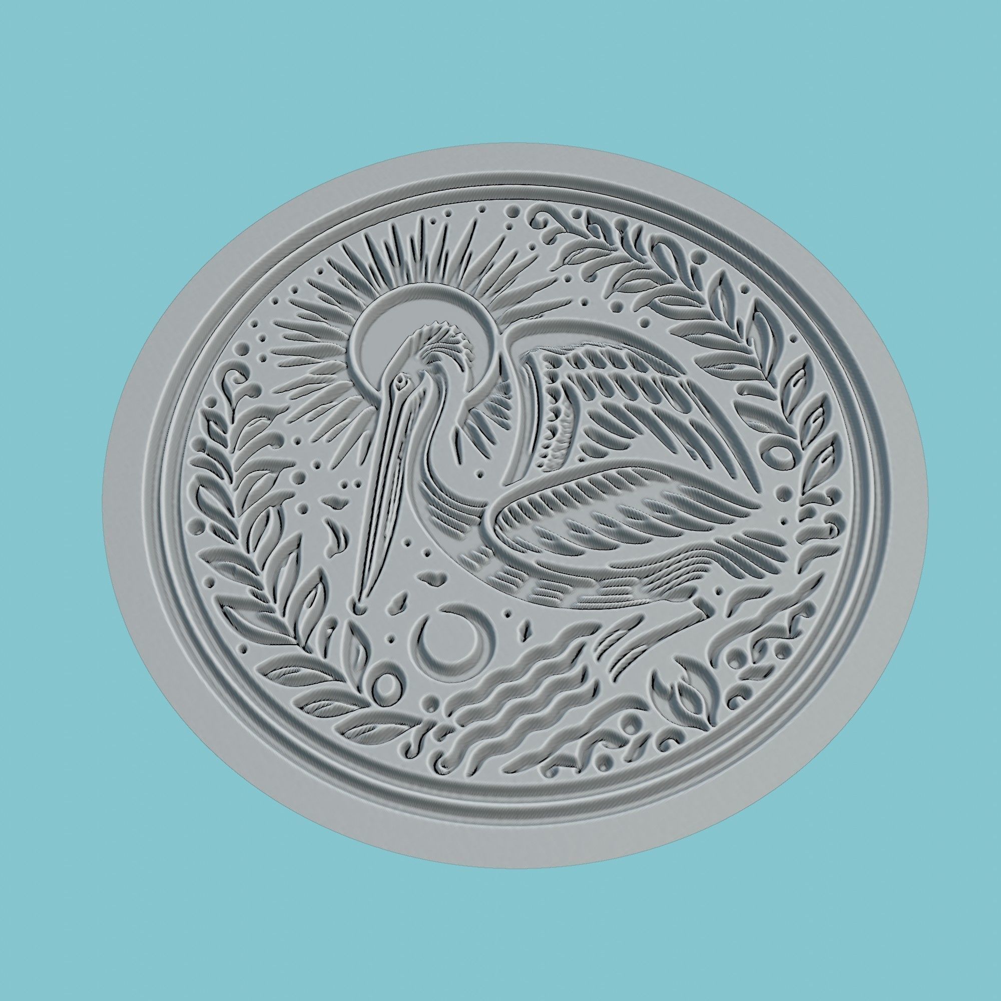 Pelican Animal Medallion Pelican Print Model 3D print model_3