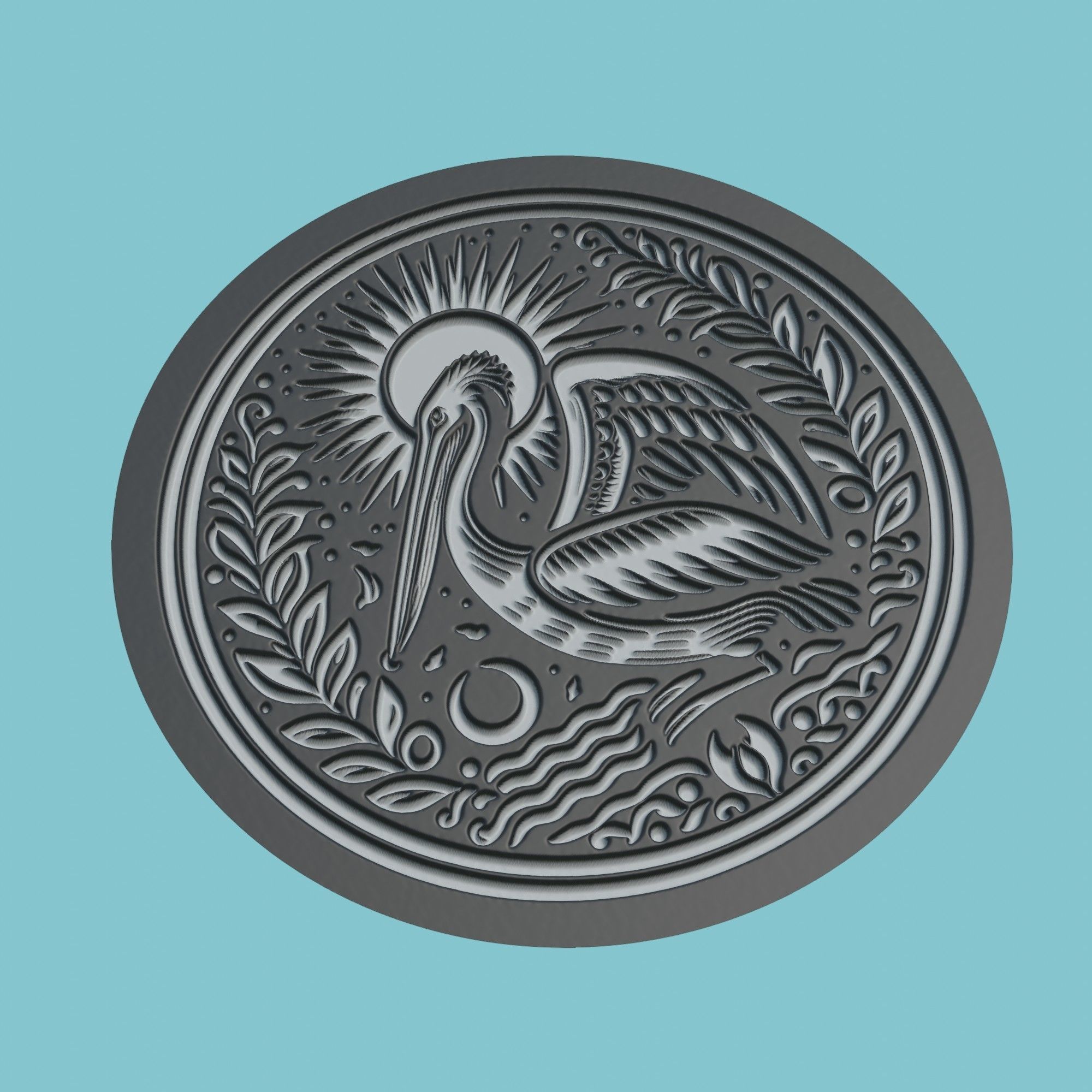 Pelican Animal Medallion Pelican Print Model 3D print model_1