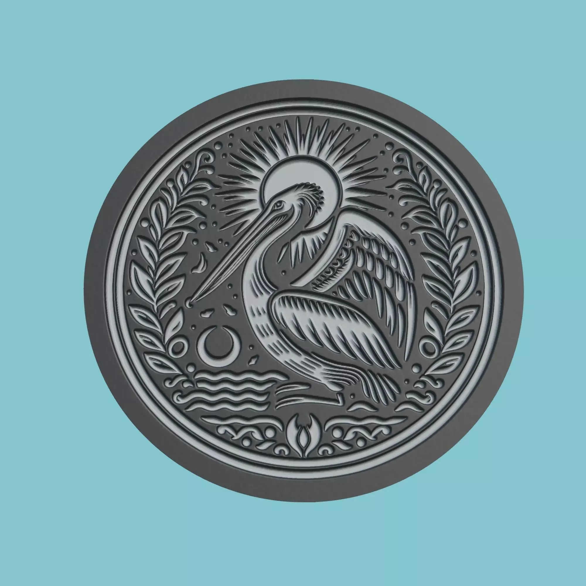 Pelican Animal Medallion Pelican Print Model 3D print model_0
