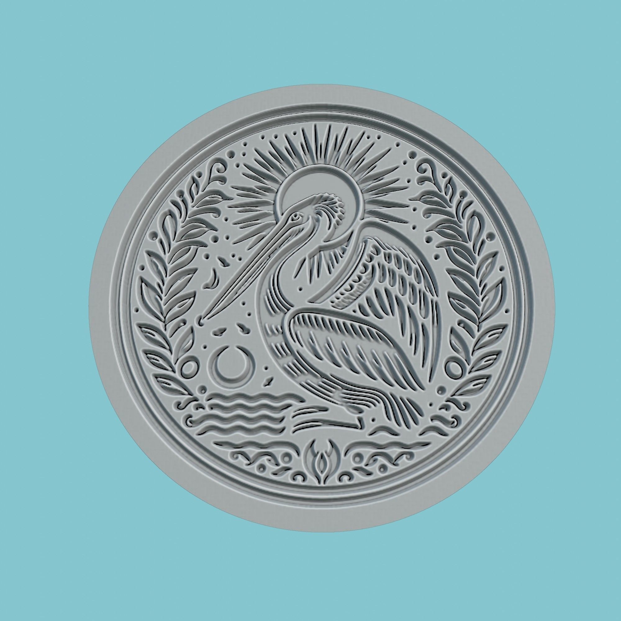 Pelican Animal Medallion Pelican Print Model 3D print model_2