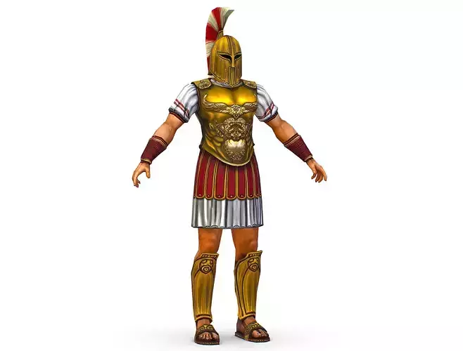 Ancient Warrior in Golden Armor and Helmet