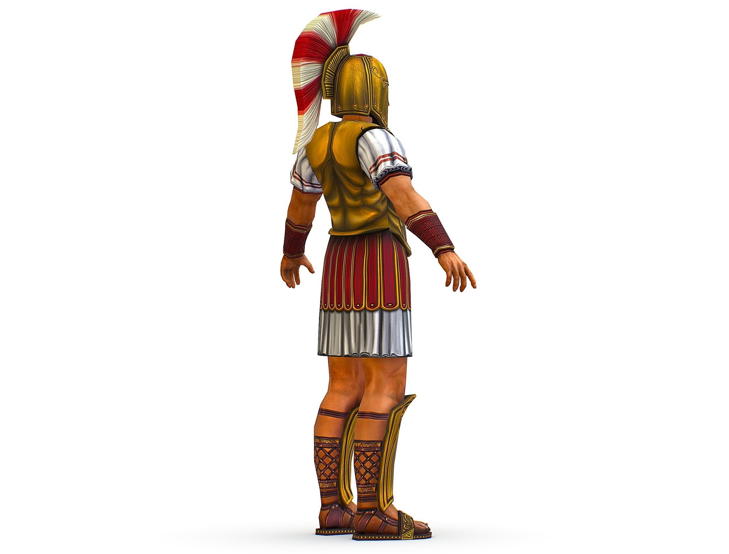 Ancient Warrior in Golden Armor and Helmet Low-poly 3D model_8
