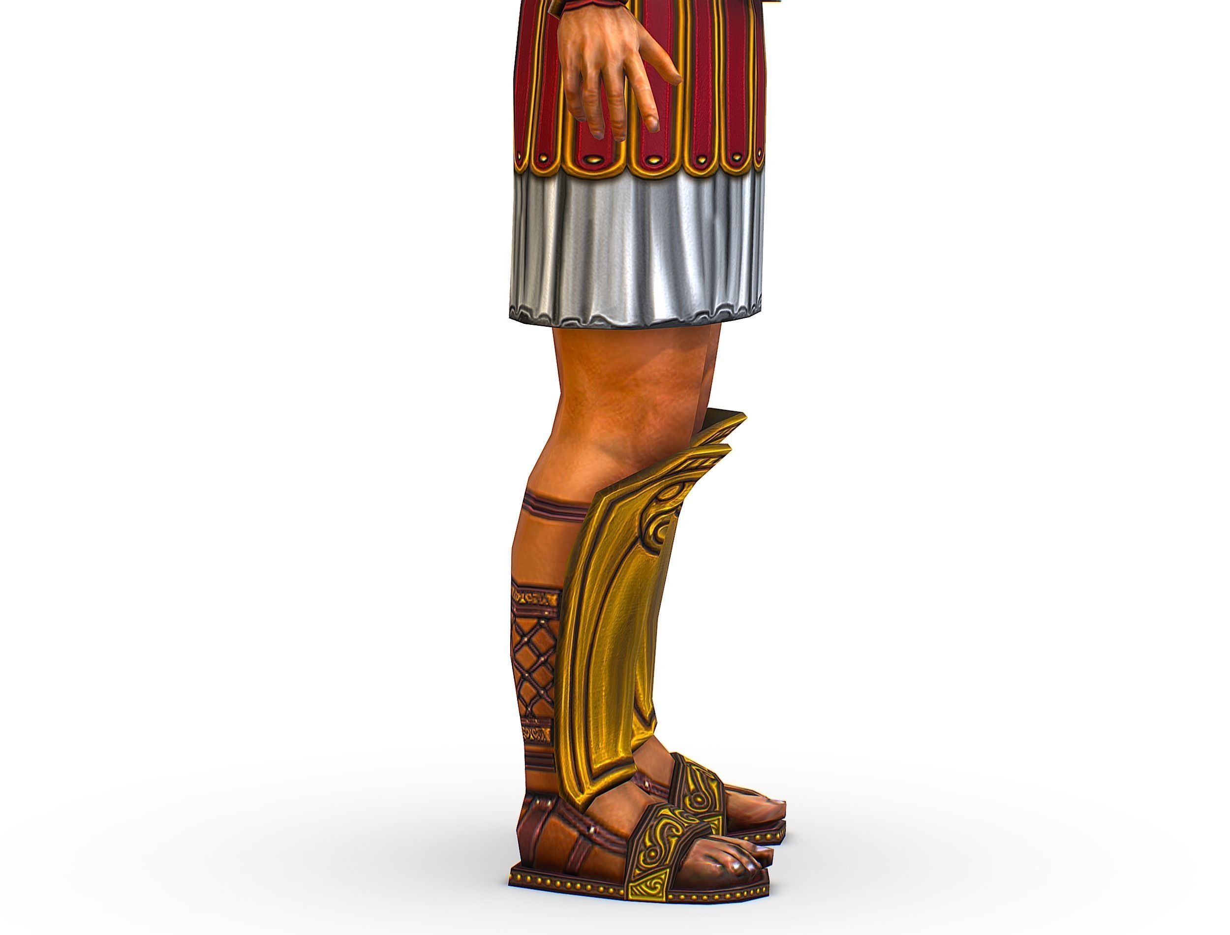 Ancient Warrior in Golden Armor and Helmet Low-poly 3D model_30