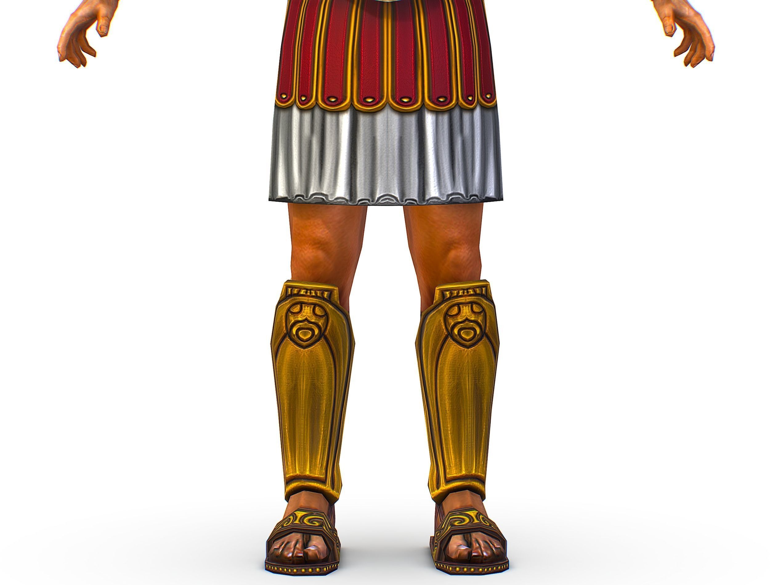 Ancient Warrior in Golden Armor and Helmet Low-poly 3D model_24