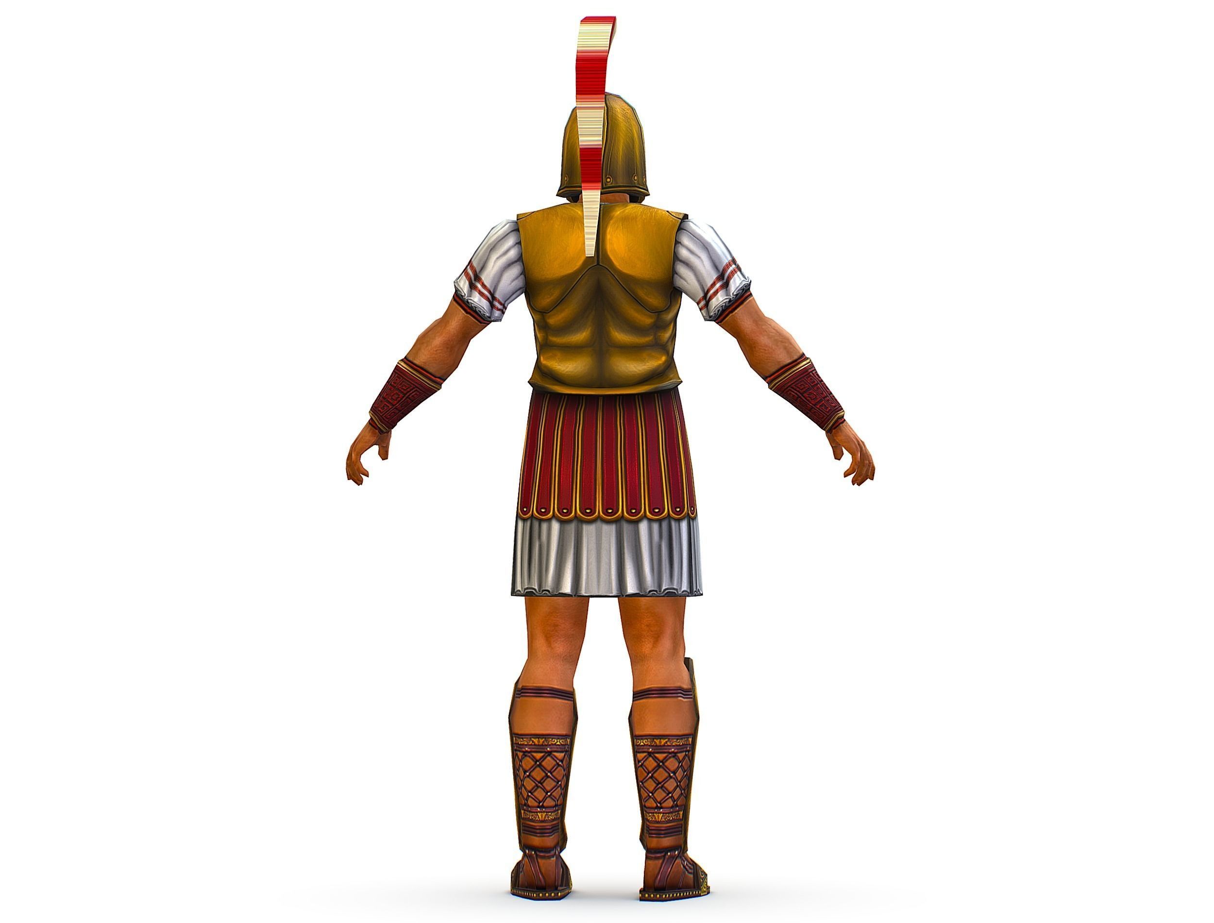 Ancient Warrior in Golden Armor and Helmet Low-poly 3D model_12
