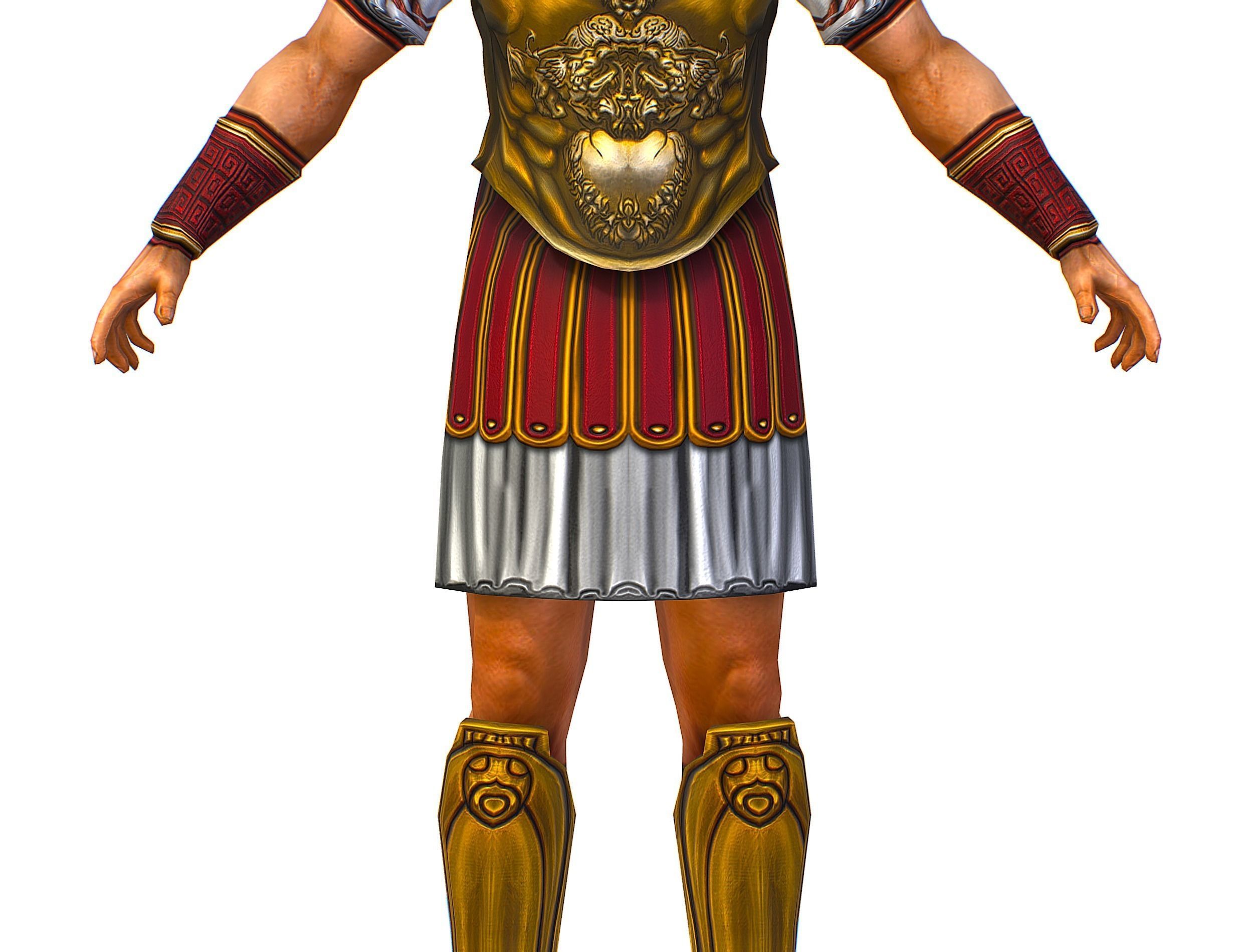 Ancient Warrior in Golden Armor and Helmet Low-poly 3D model_23