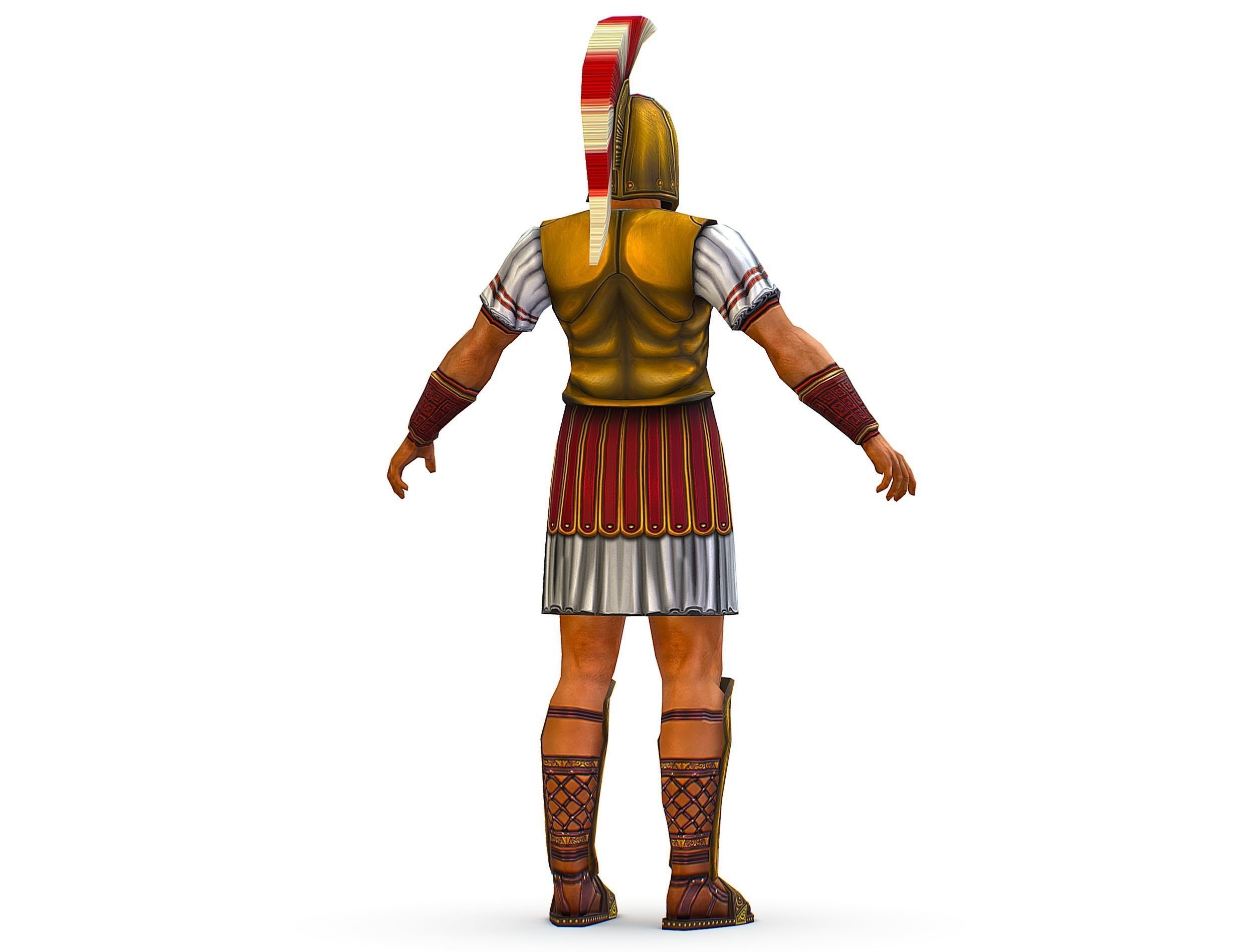 Ancient Warrior in Golden Armor and Helmet Low-poly 3D model_11