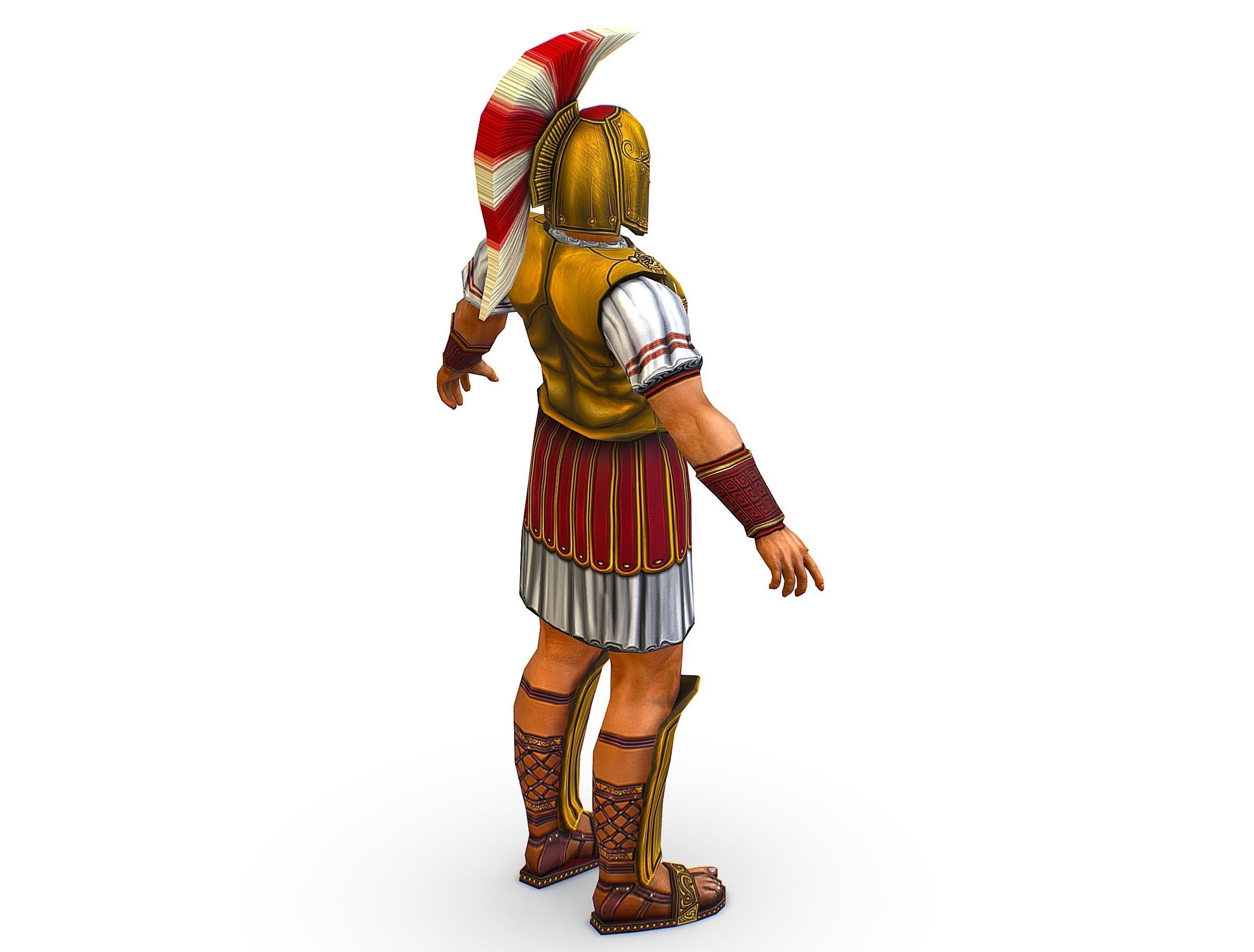 Ancient Warrior in Golden Armor and Helmet Low-poly 3D model_36