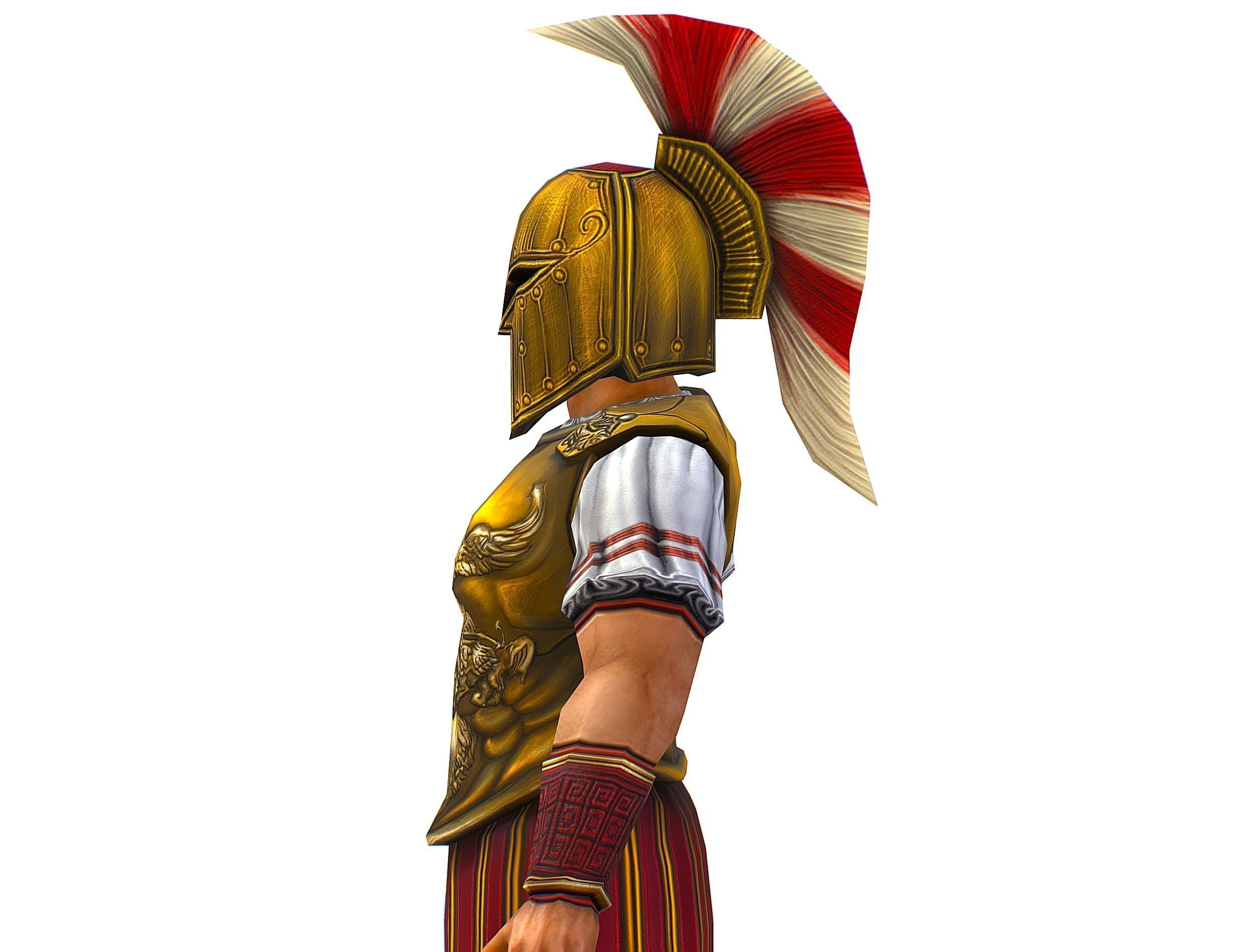 Ancient Warrior in Golden Armor and Helmet Low-poly 3D model_31