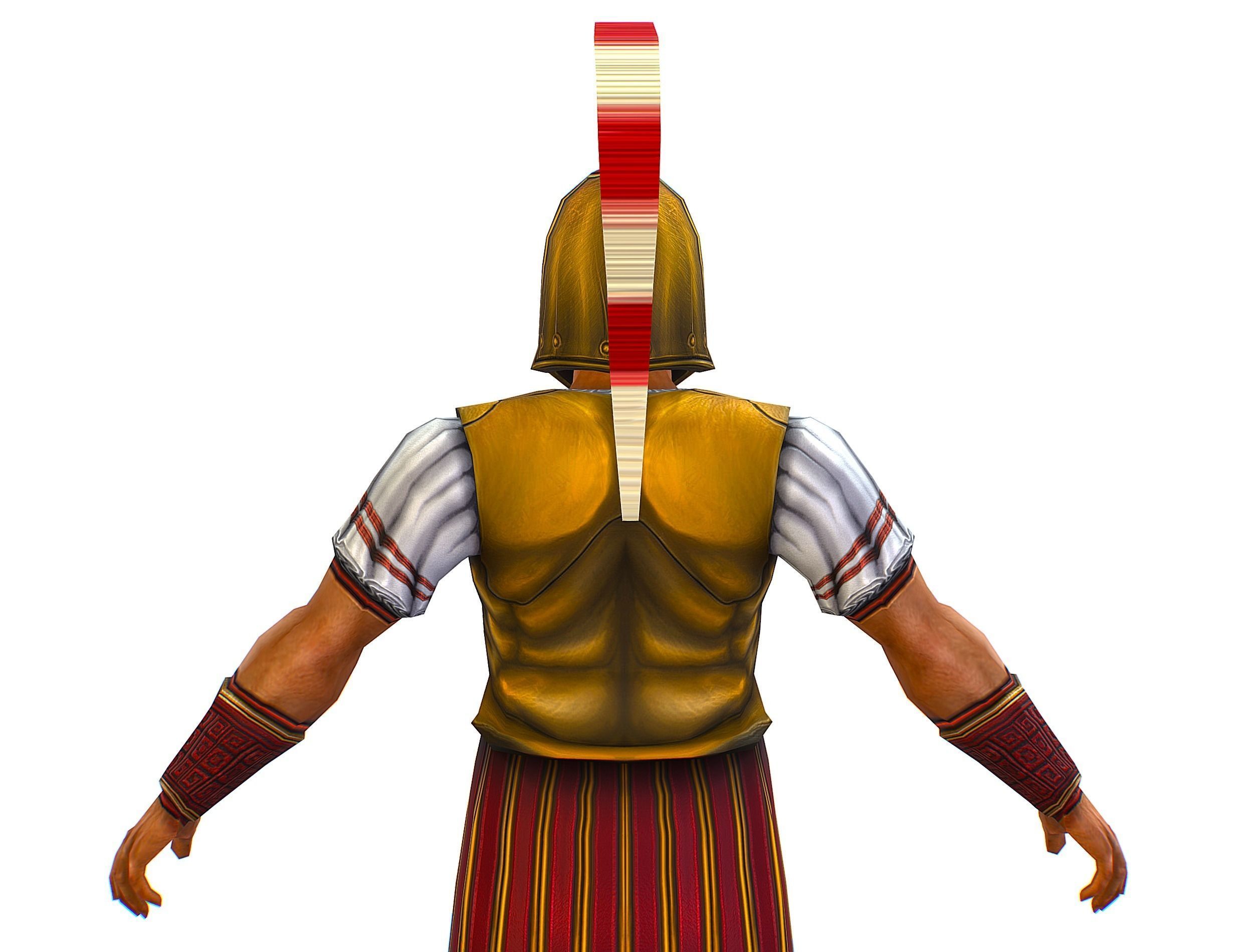 Ancient Warrior in Golden Armor and Helmet Low-poly 3D model_25