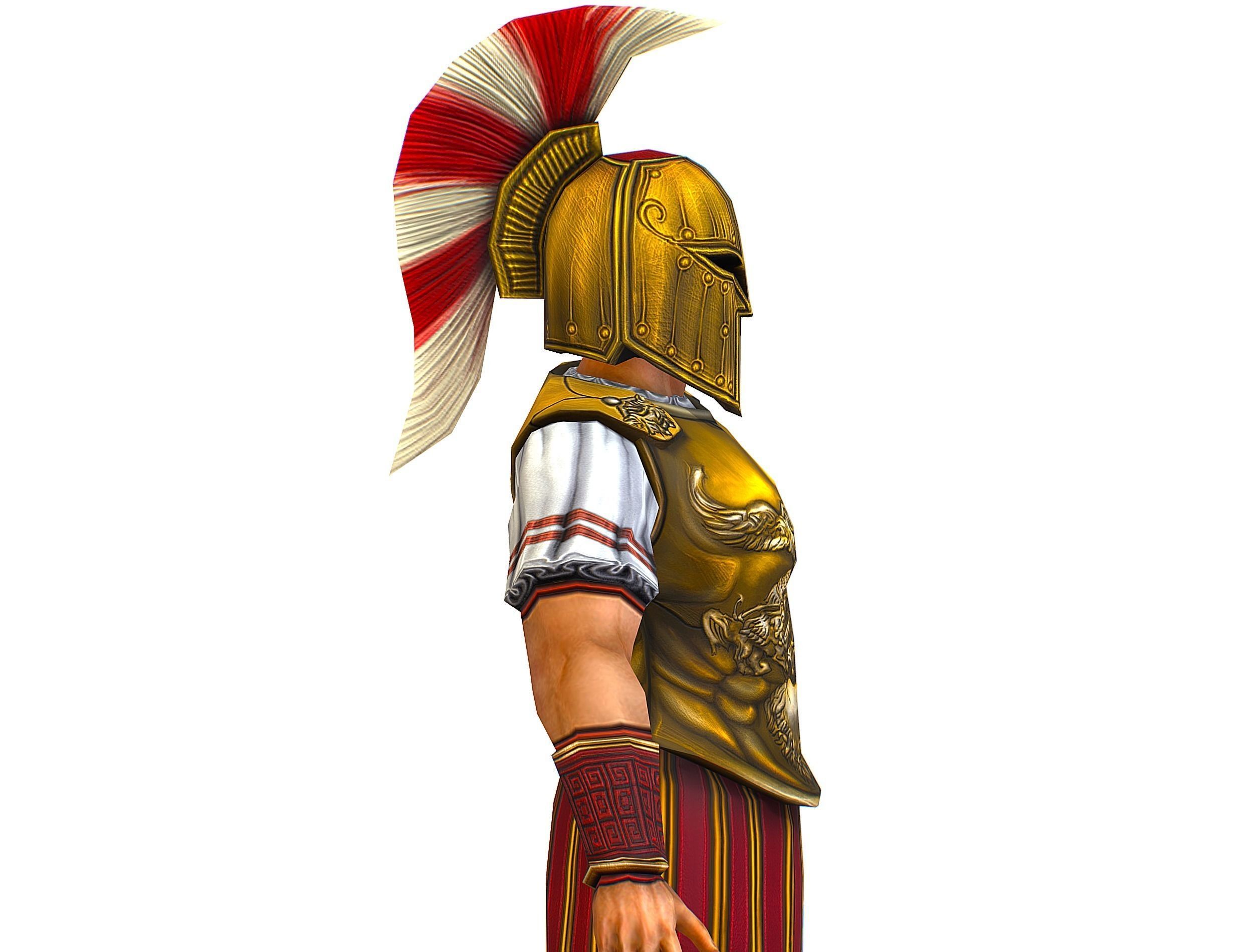 Ancient Warrior in Golden Armor and Helmet Low-poly 3D model_28