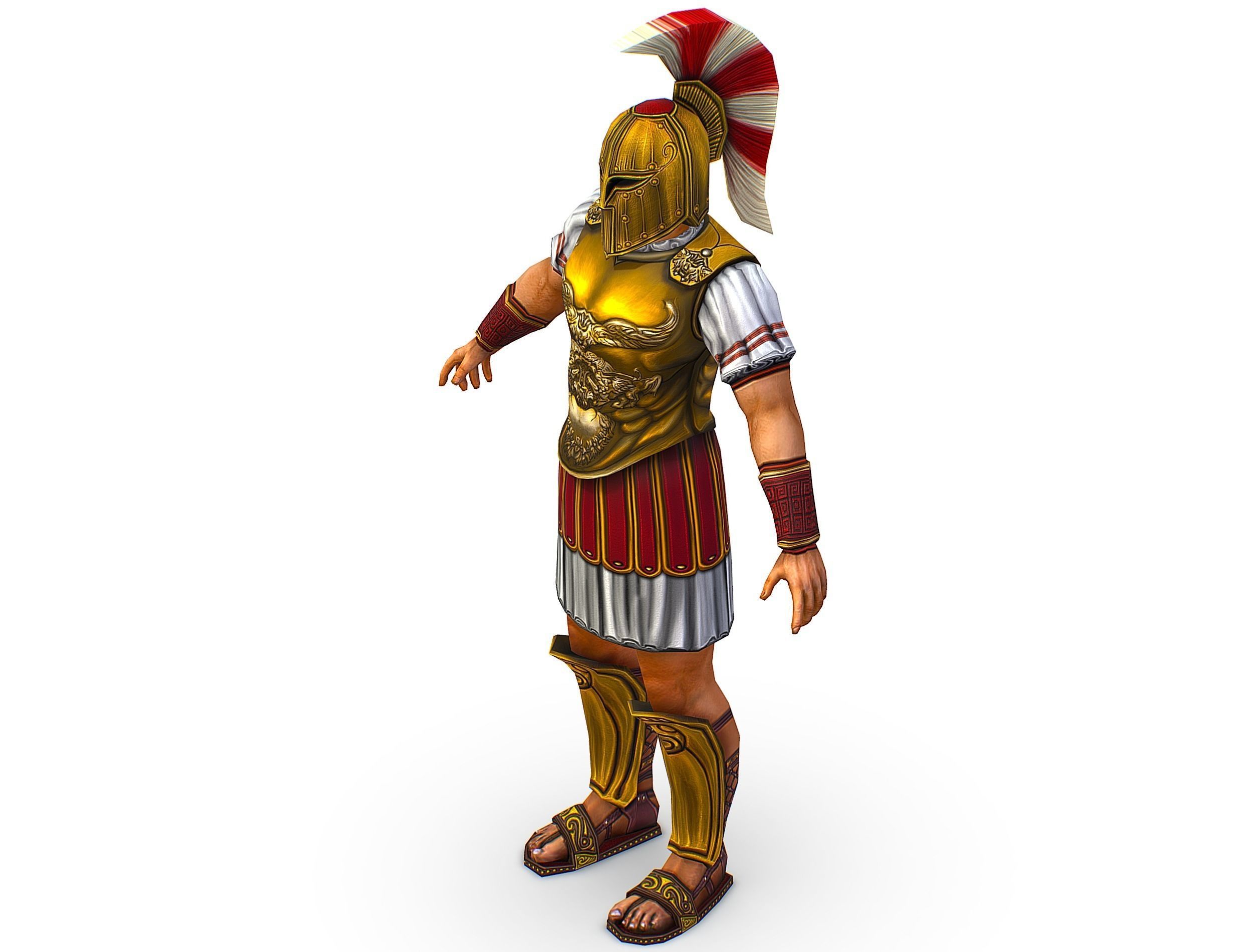 Ancient Warrior in Golden Armor and Helmet Low-poly 3D model_34