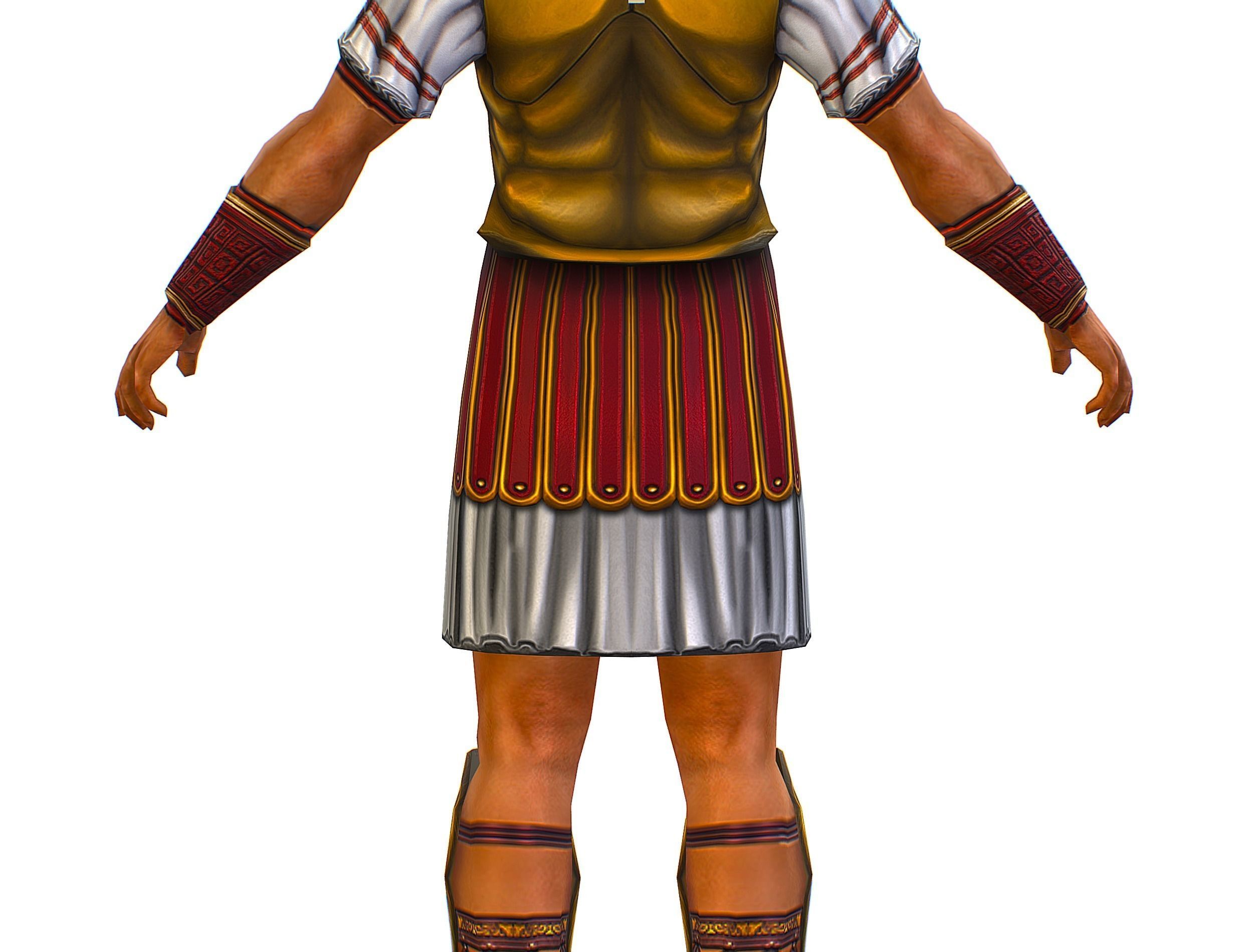 Ancient Warrior in Golden Armor and Helmet Low-poly 3D model_26