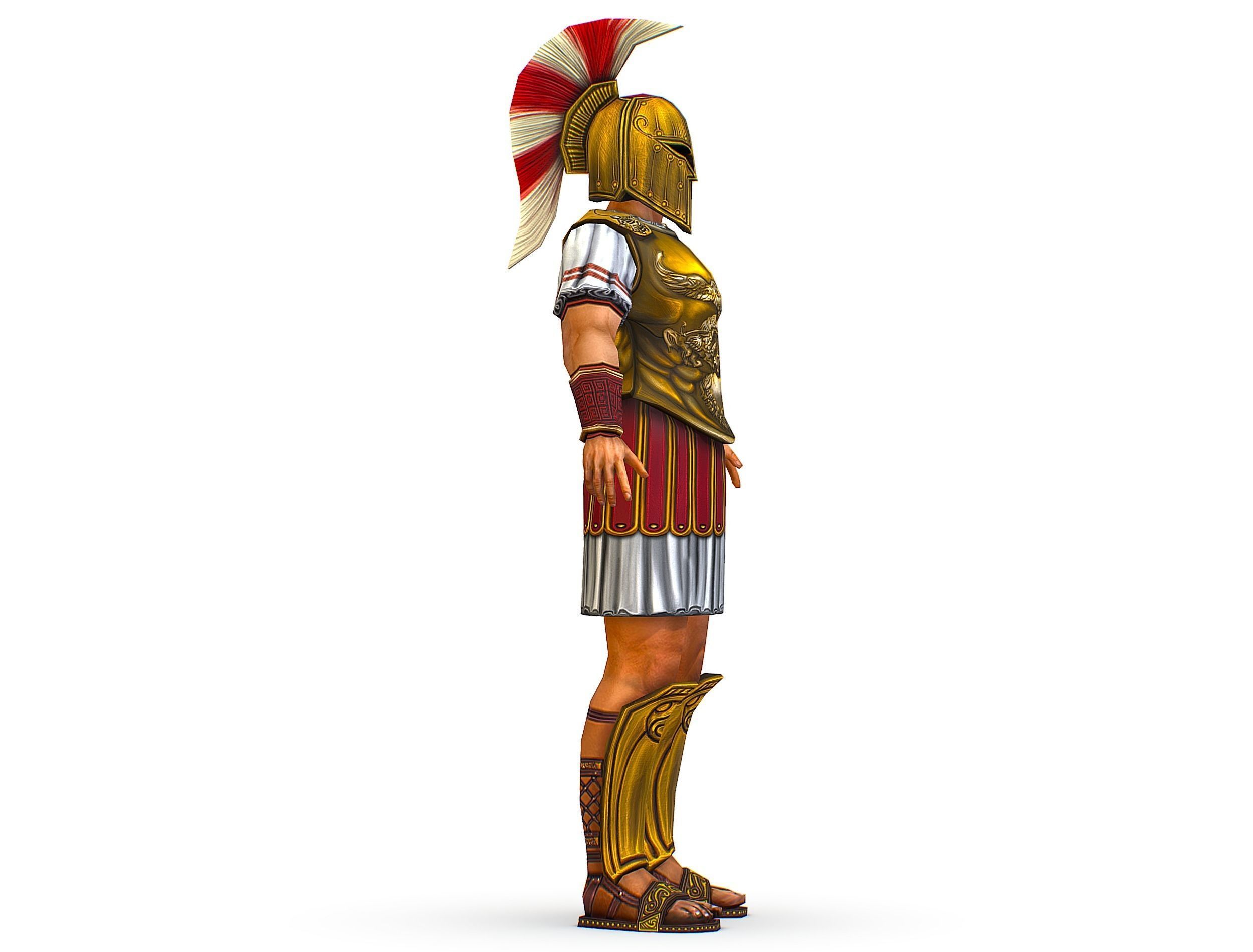 Ancient Warrior in Golden Armor and Helmet Low-poly 3D model_5